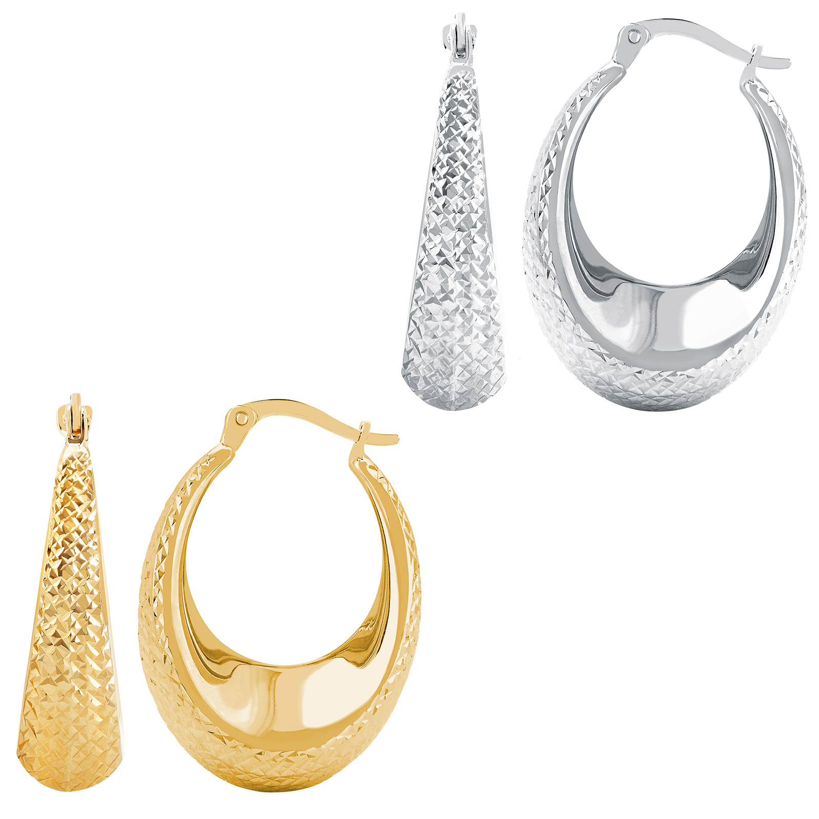 Elongated Oval Hoop Earrings in 14-kt Gold
