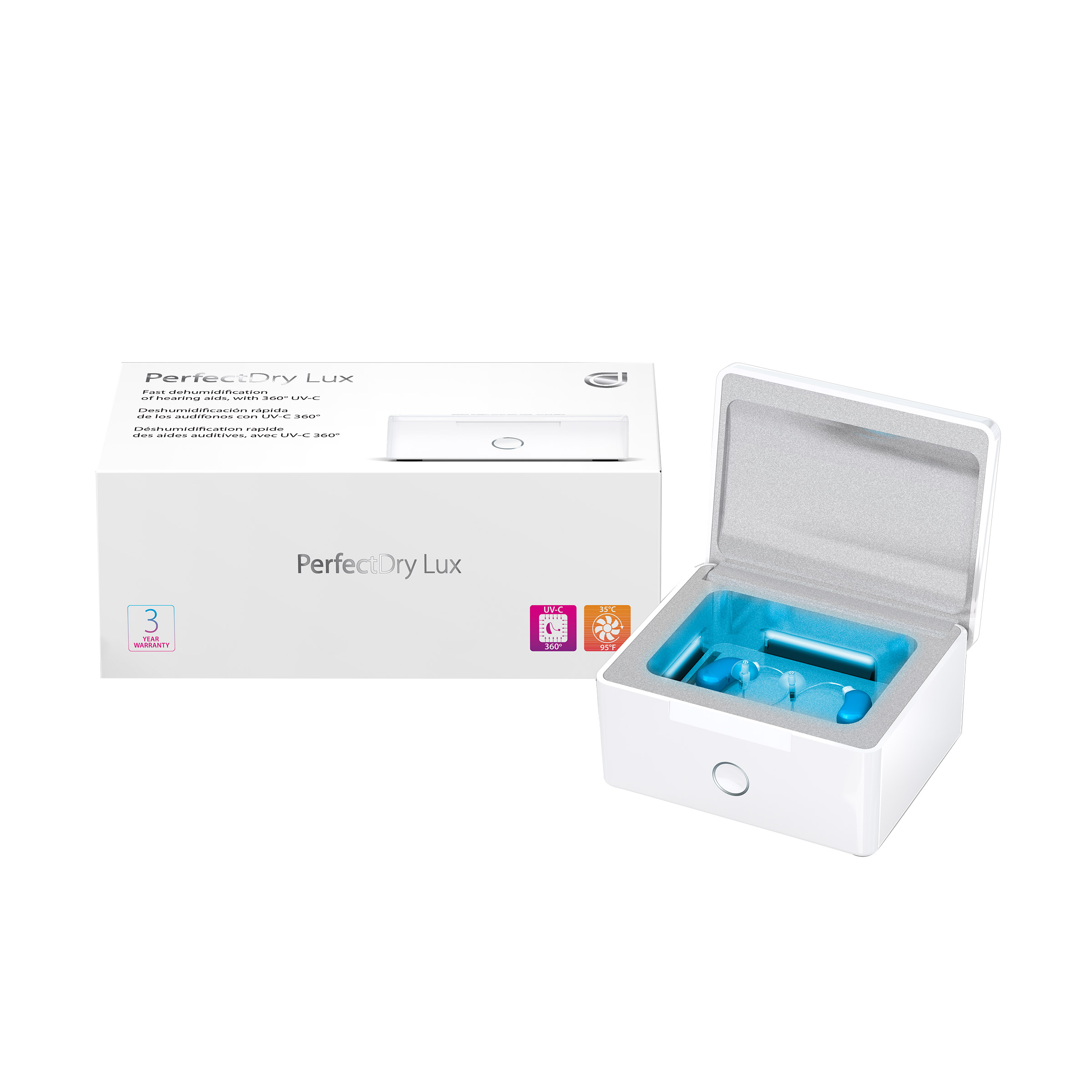 PerfectDry Lux, Hearing Aid Cleaner and UVC Dehumidifier