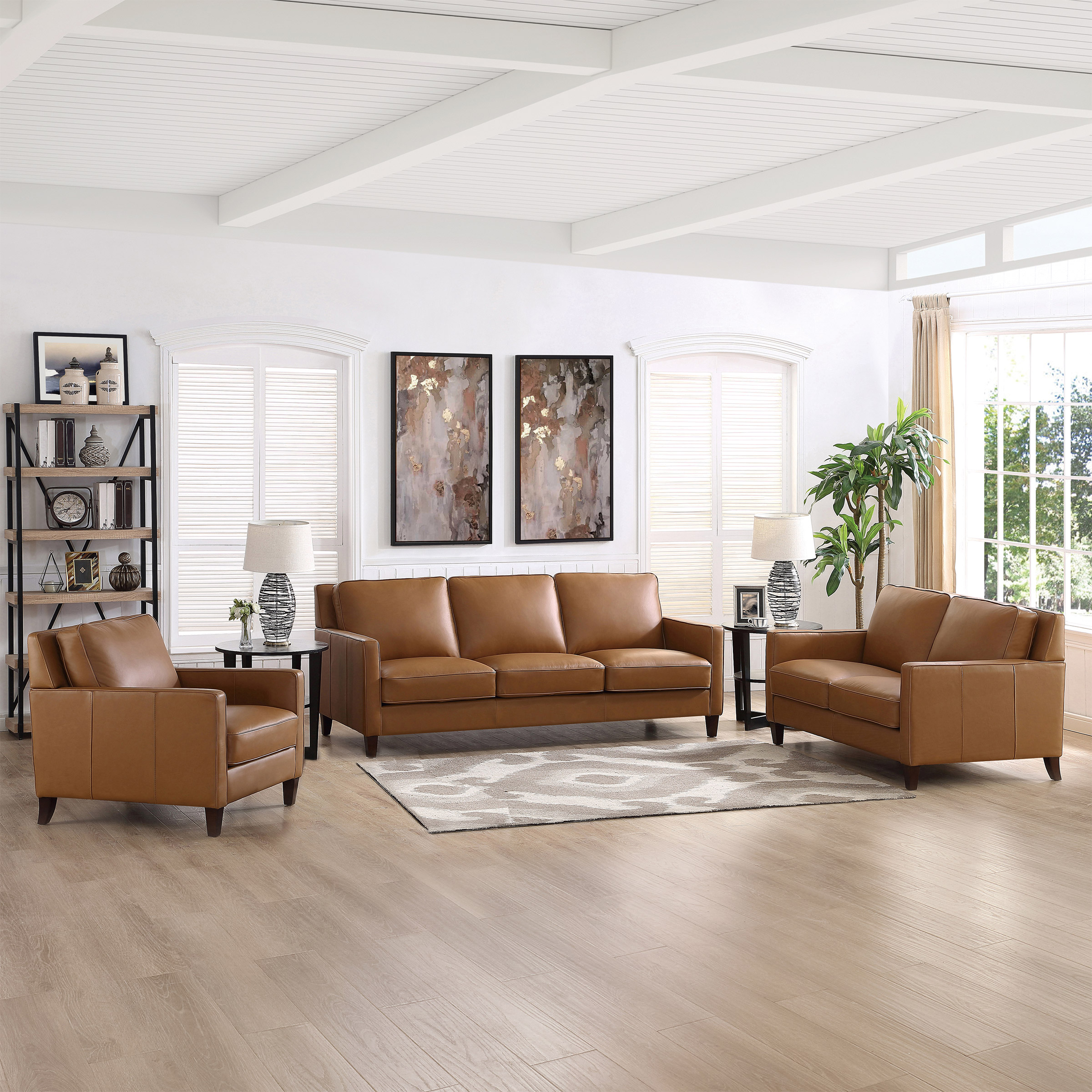 Prospera Home West Park Top Grain Leather Sofa, Loveseat and Chair