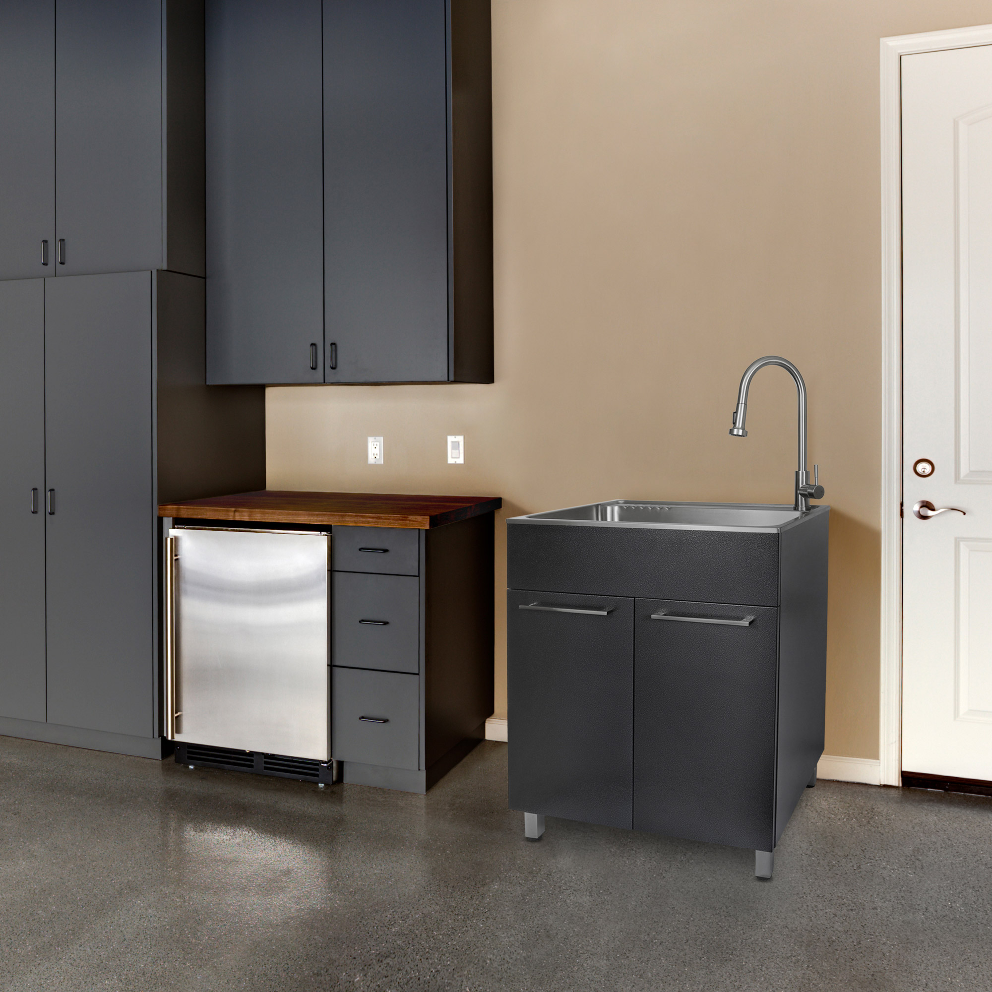 Transform 28 in. All in One Utility Sink with Cabinet and Stainless Steel Faucet