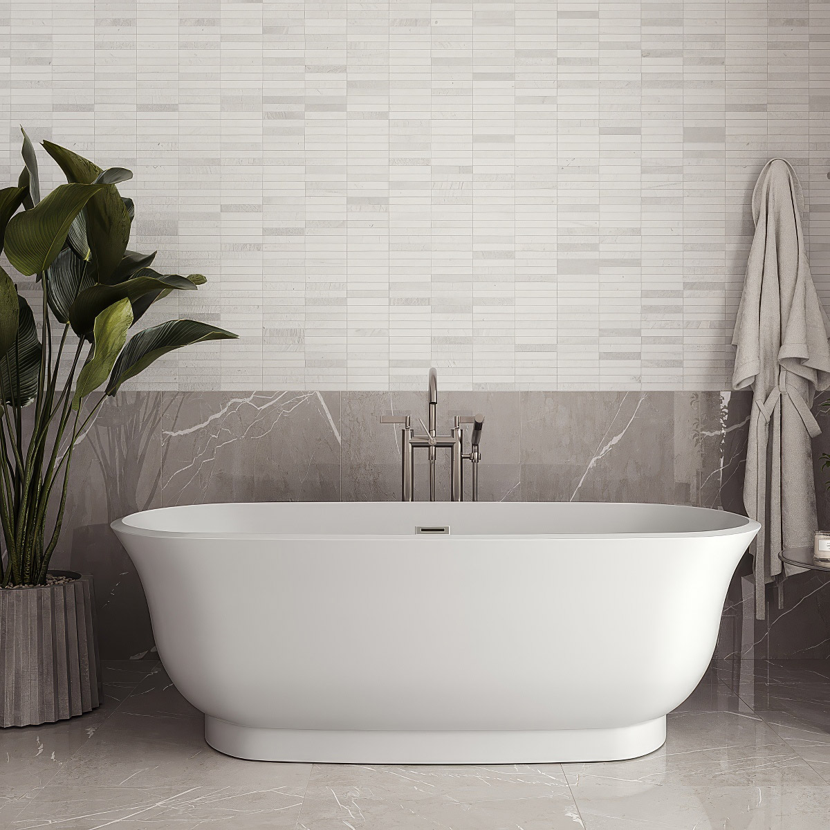 Streamline Freestanding Bathtub With Polished Chrome Drain