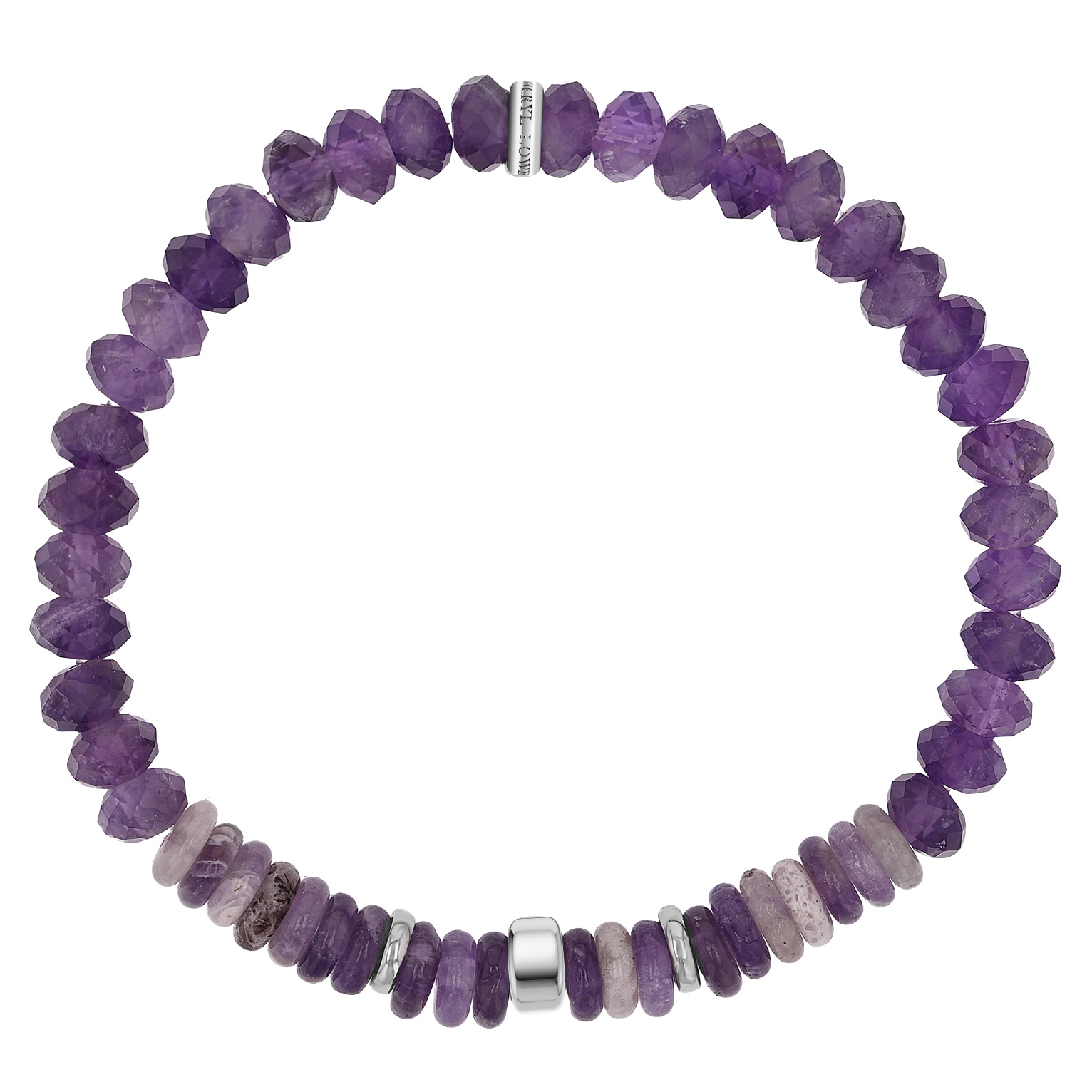 Sheryl Lowe Amethyst 6mm Beaded Bracelet with Rondelle Accent