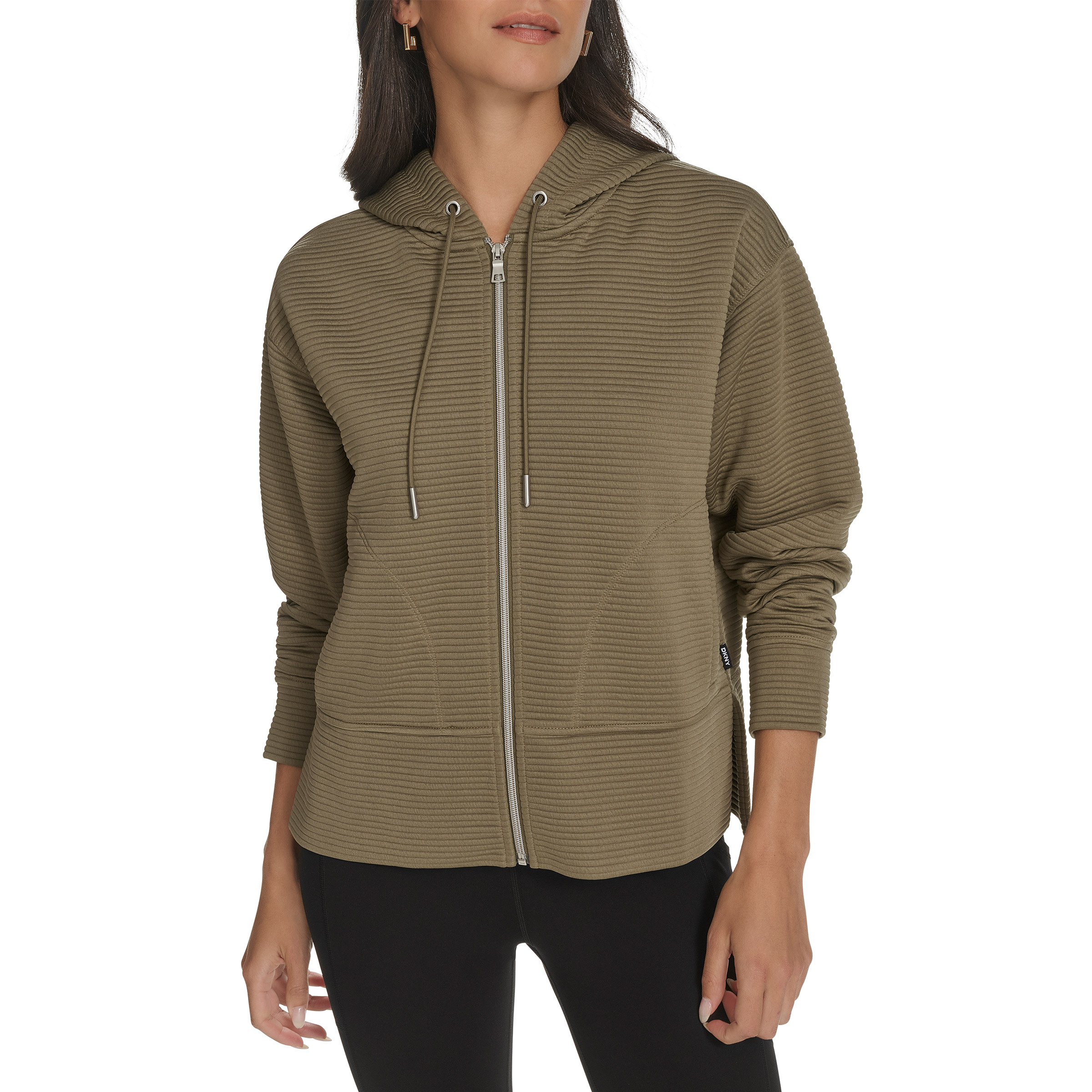 DKNY Jeans Women's Ottoman Rib Full Zip Hoodie