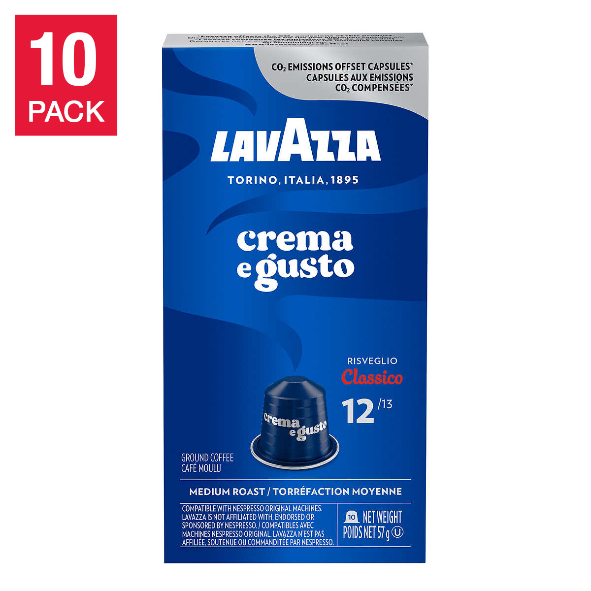 Lavazza Crema e Gusto Nespresso Compatible Coffee Pods, 100-count