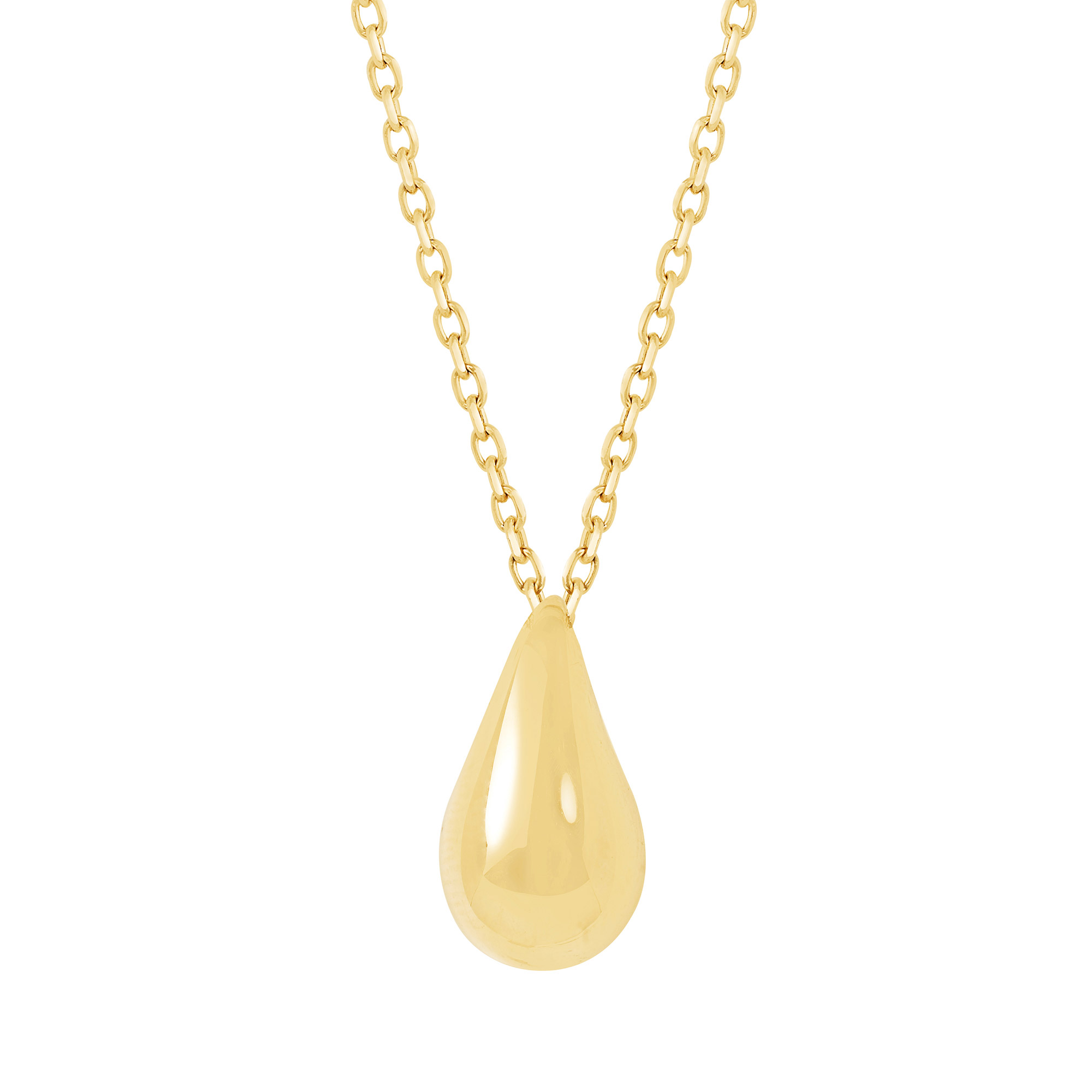 High Polish Teardrop Necklace in Yellow Gold
