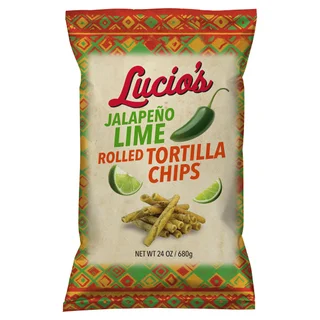 LUCIO'S JALAPENO LIME ROLLED TORTILLA CHIPS 24 OUNCE BAG