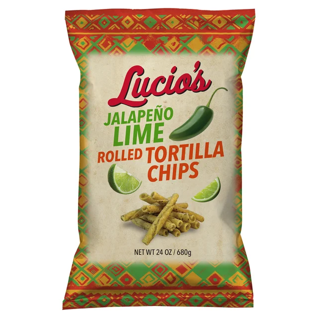 LUCIO'S JALAPENO LIME ROLLED TORTILLA CHIPS 24 OUNCE BAG