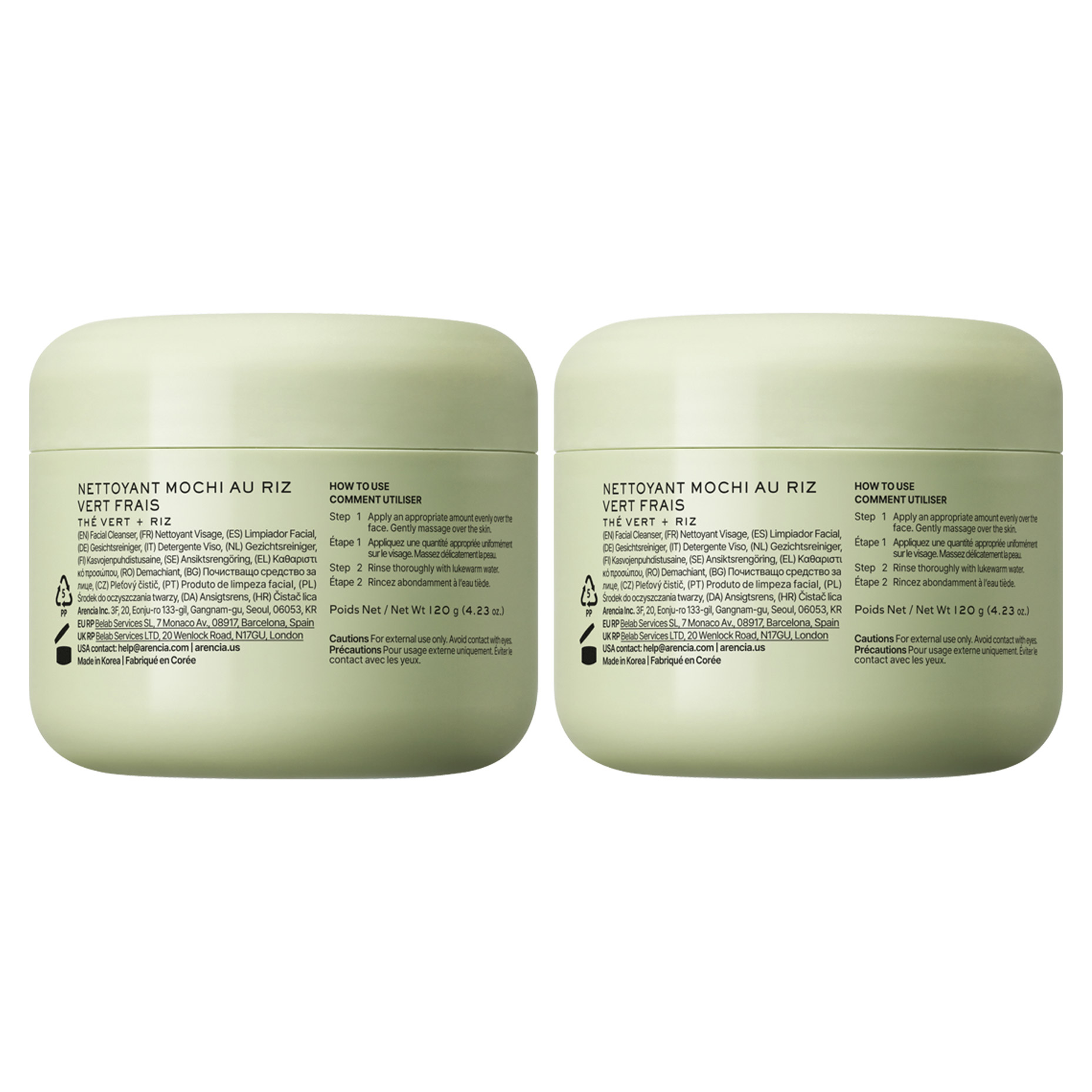 Arencia Fresh Green Rice Mochi Cleanser 4.23 fl oz, 2-pack | Costco