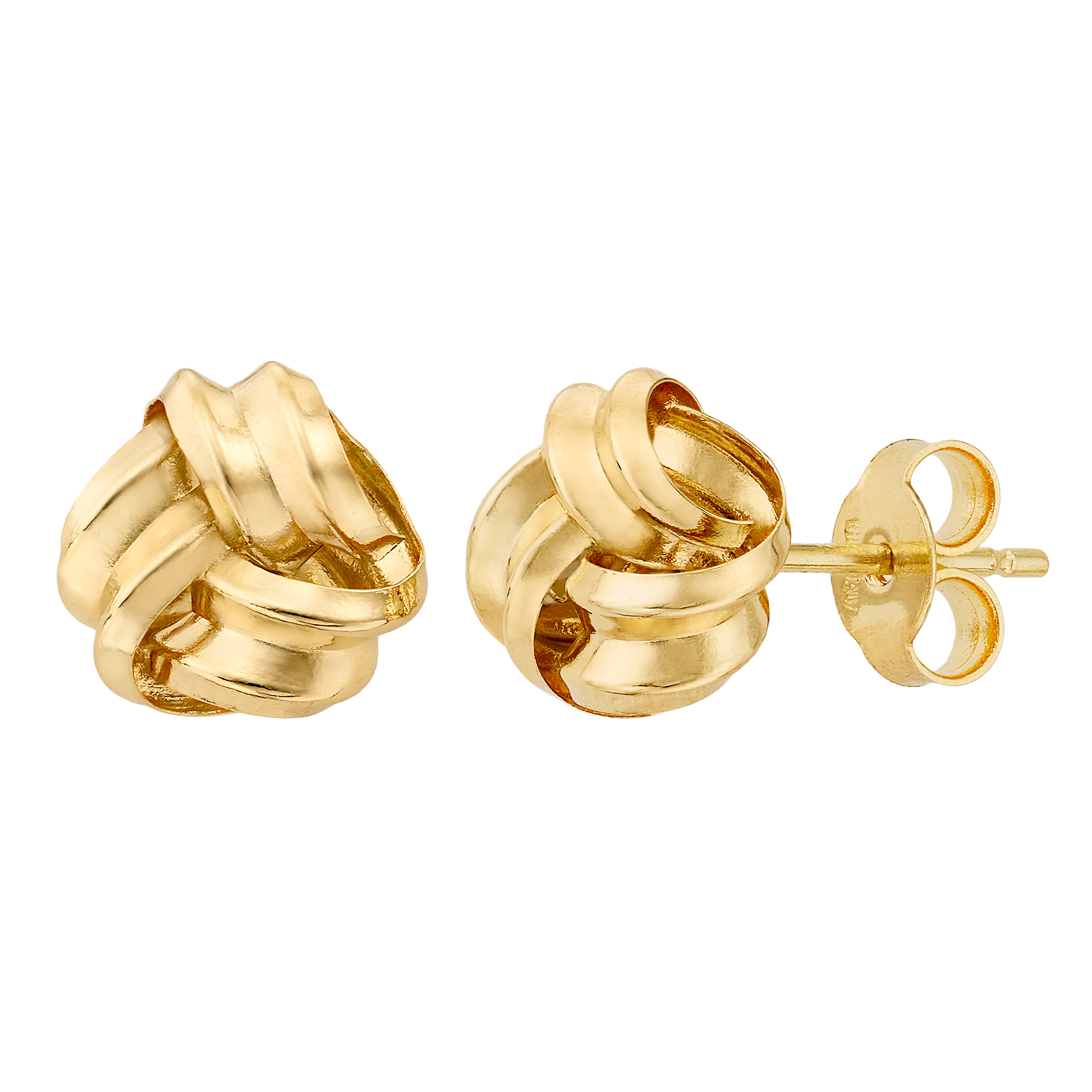 High Polish Double Love Knot Earrings in Yellow Gold