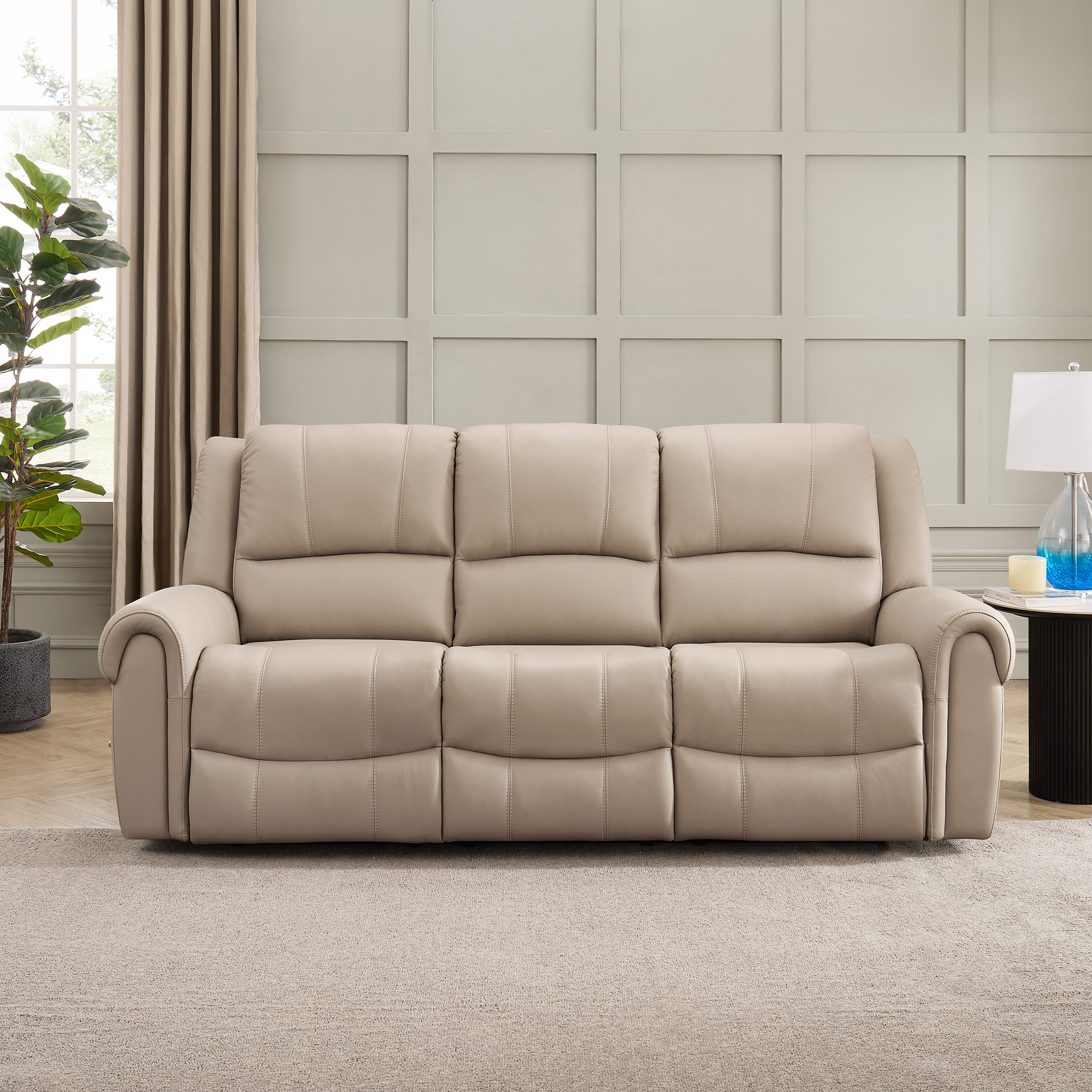 Prospera Home Santa Fe Top-grain Leather Sofa with Manual Recline