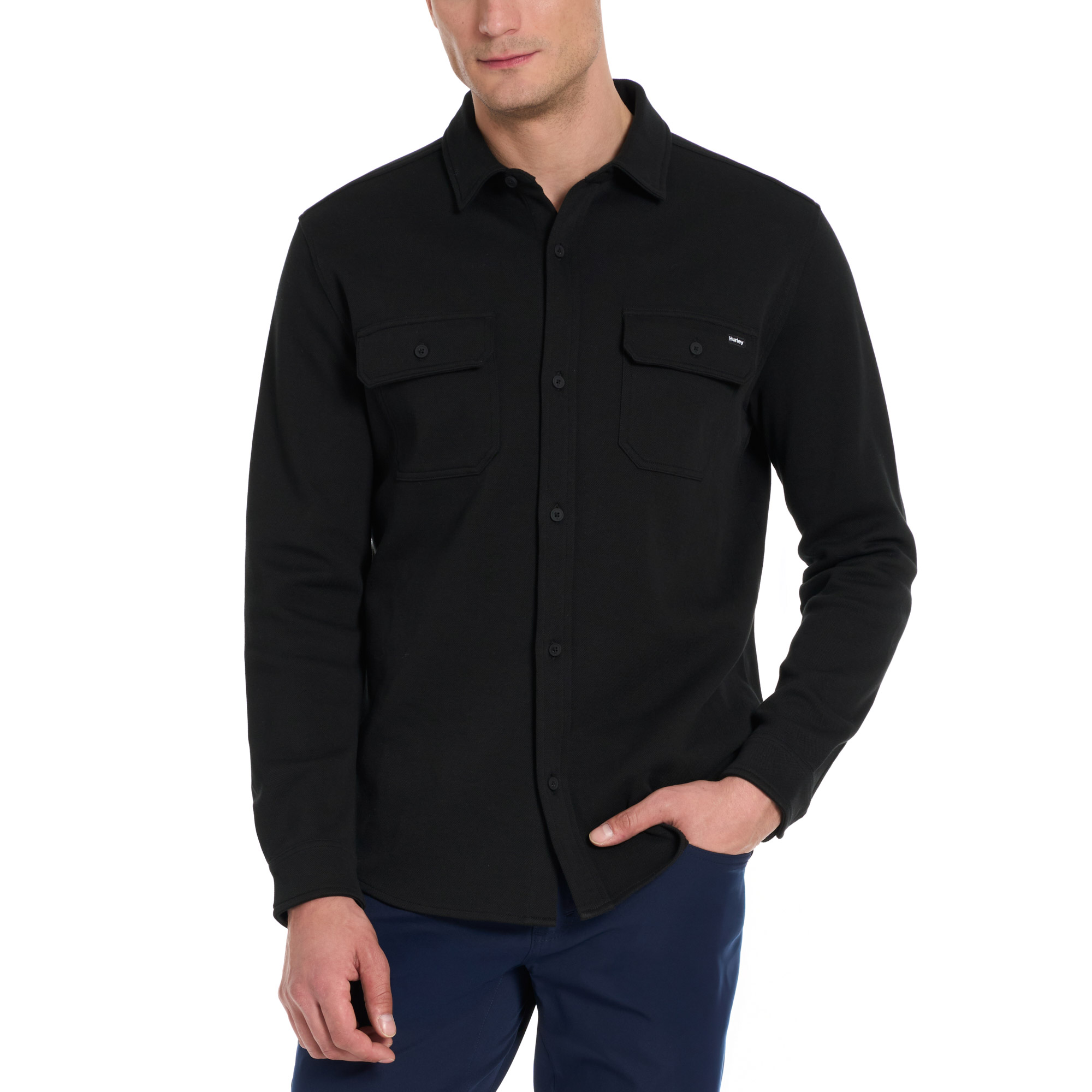 Hurley Men's Long Sleeve Pique Button Up Shirt