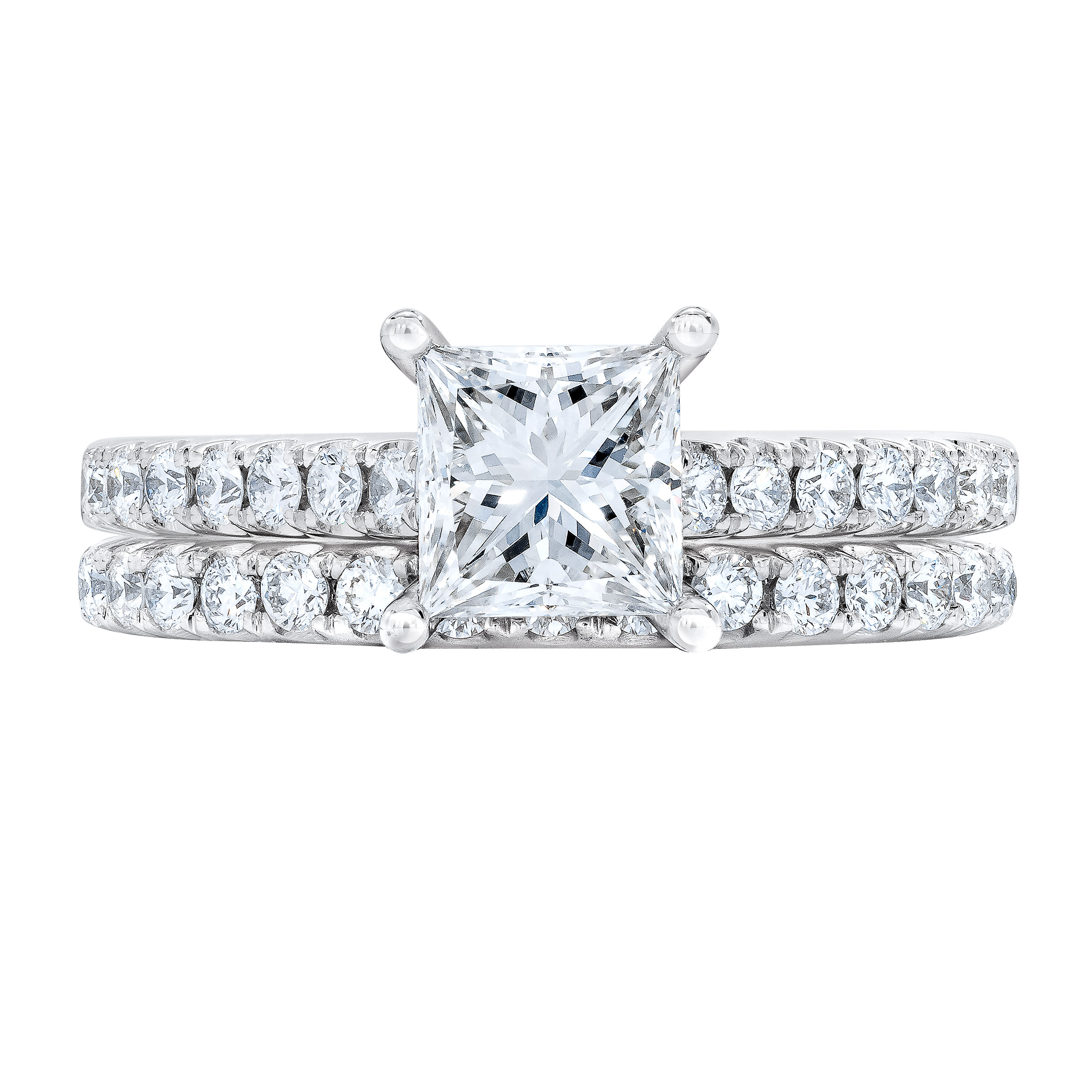 Princess Cut 1.80 ctw VS2 Clarity, I Color Diamond Platinum