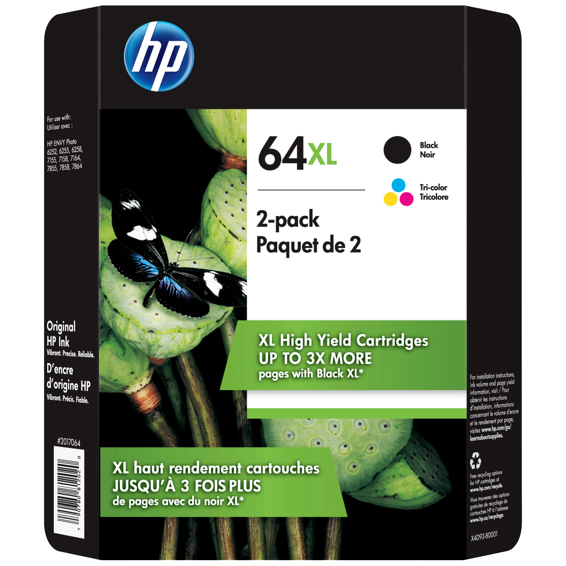 HP 64XL High Yield Ink Cartridge, Black & Tri-Color, 2-Count | Costco