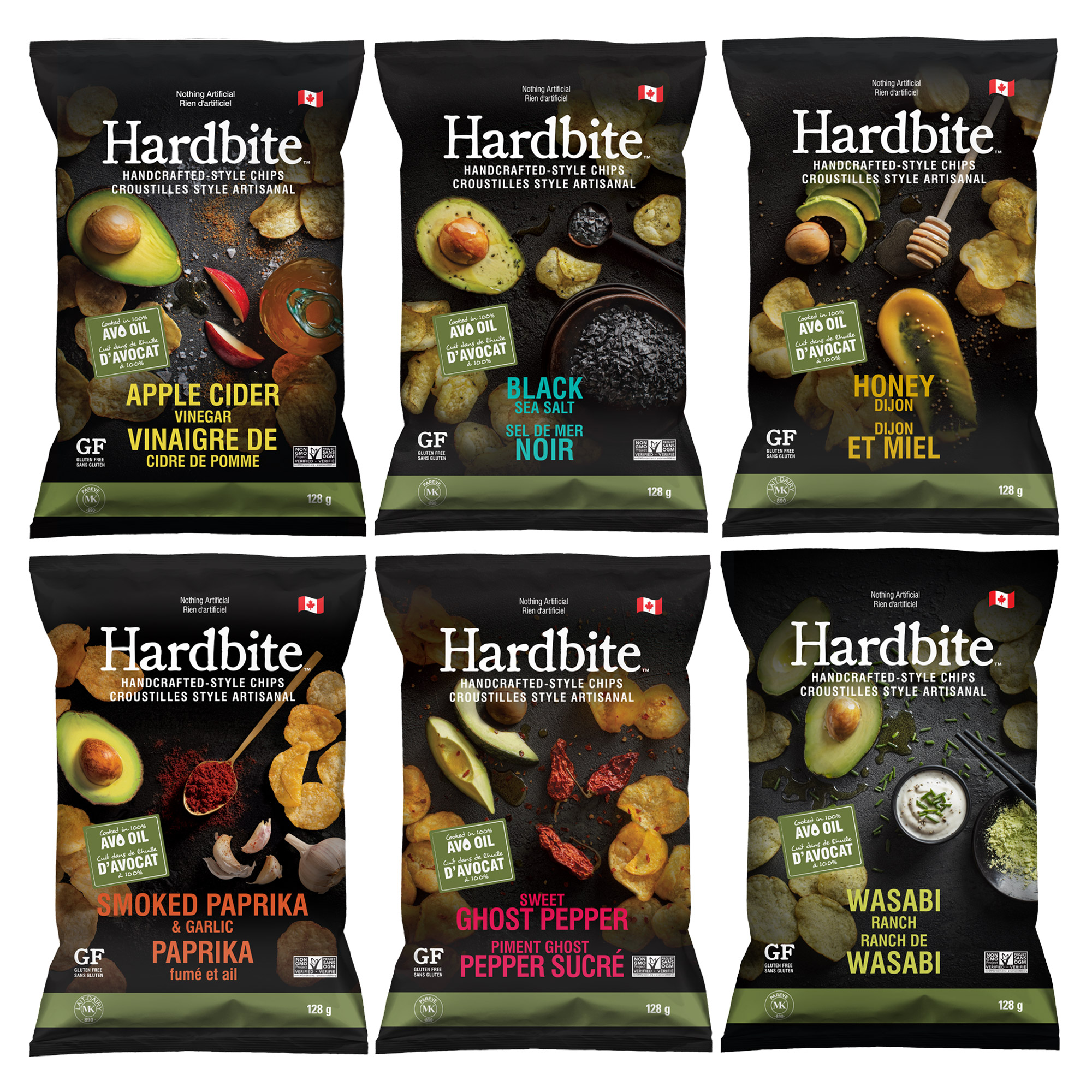 Hardbite Handcrafted-Style Chips, 6 × 128 g