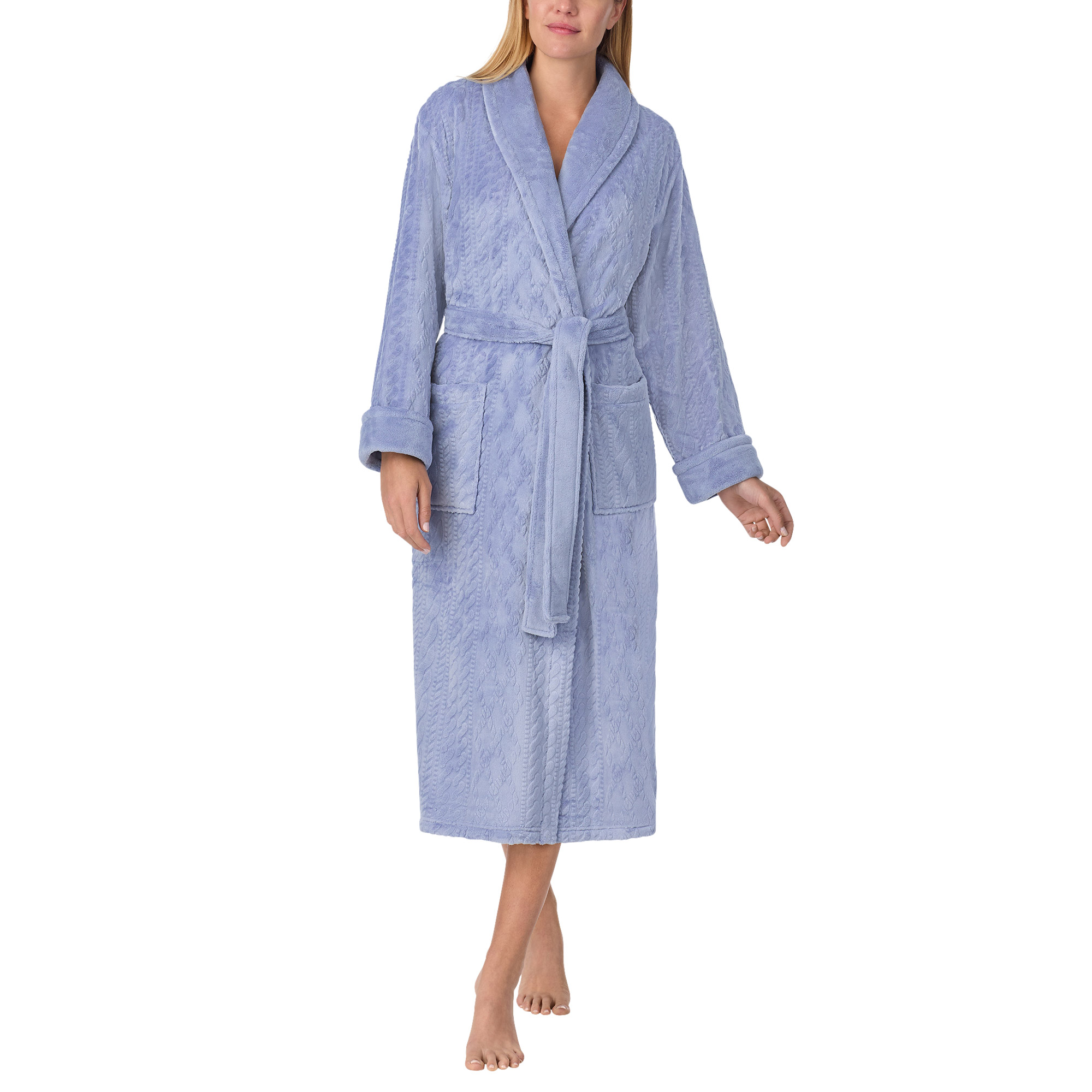 Room Service Women's Cable Texture Plush Robe
