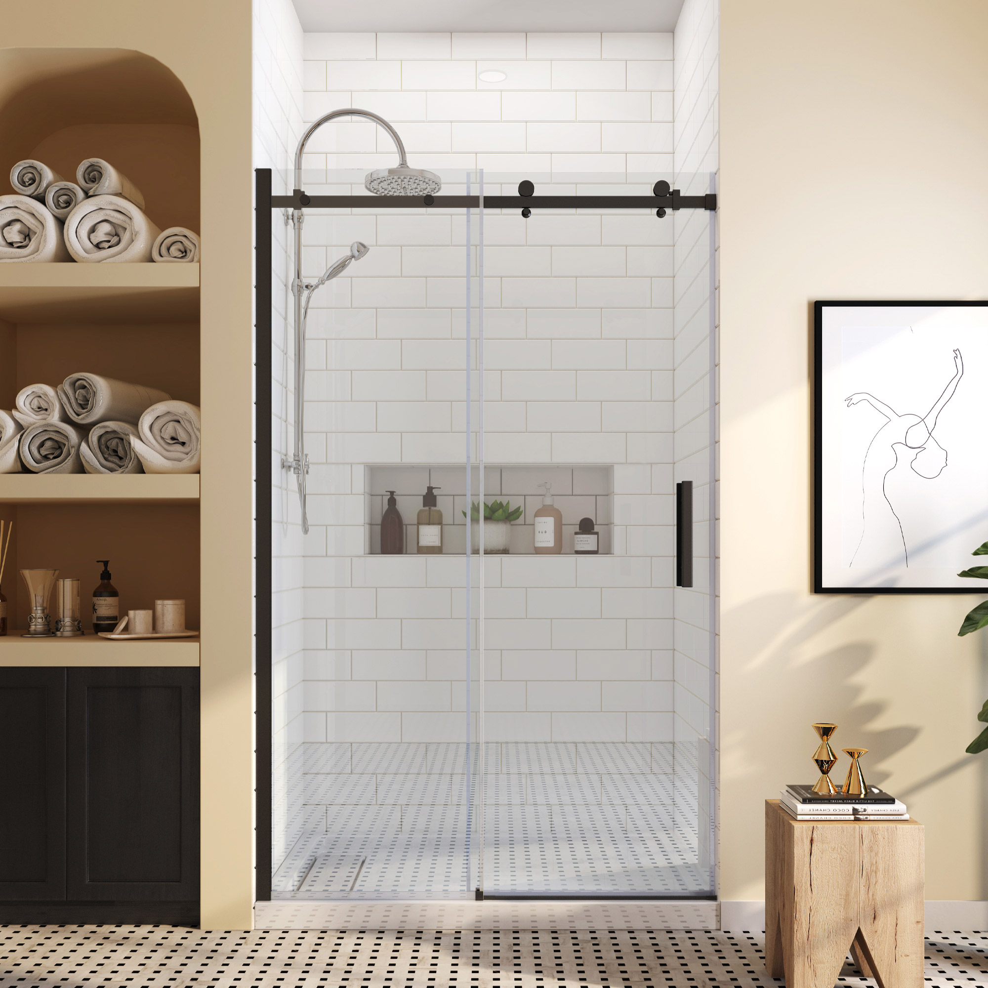 OVE Decors Kelsey 48 in. Sliding Glass Shower Door with Hardware