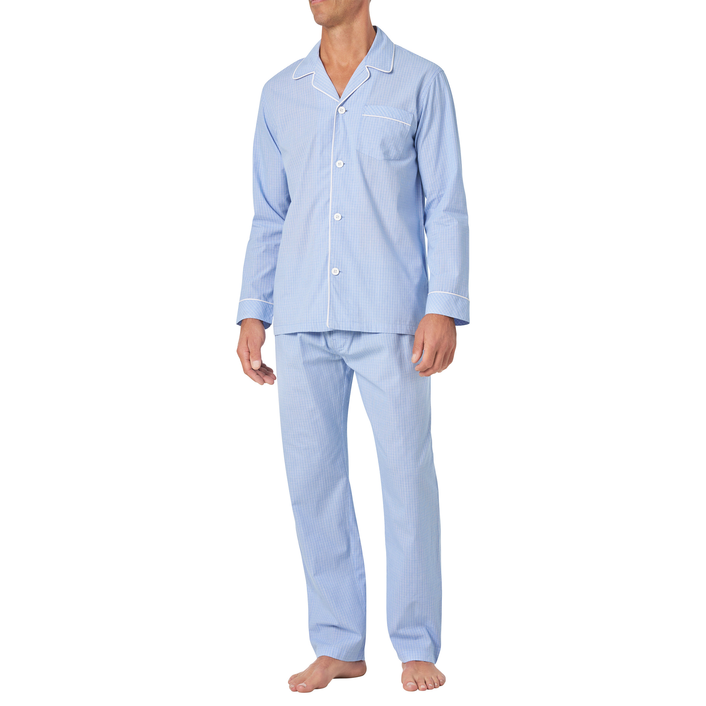 Majestic Men's Notch Collar Poplin Pajama Set