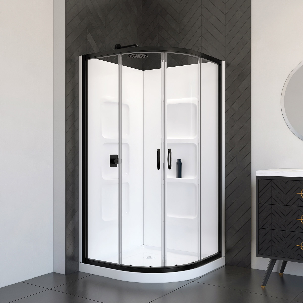 Appollo Alana Neo-Round Shower with Base and Walls