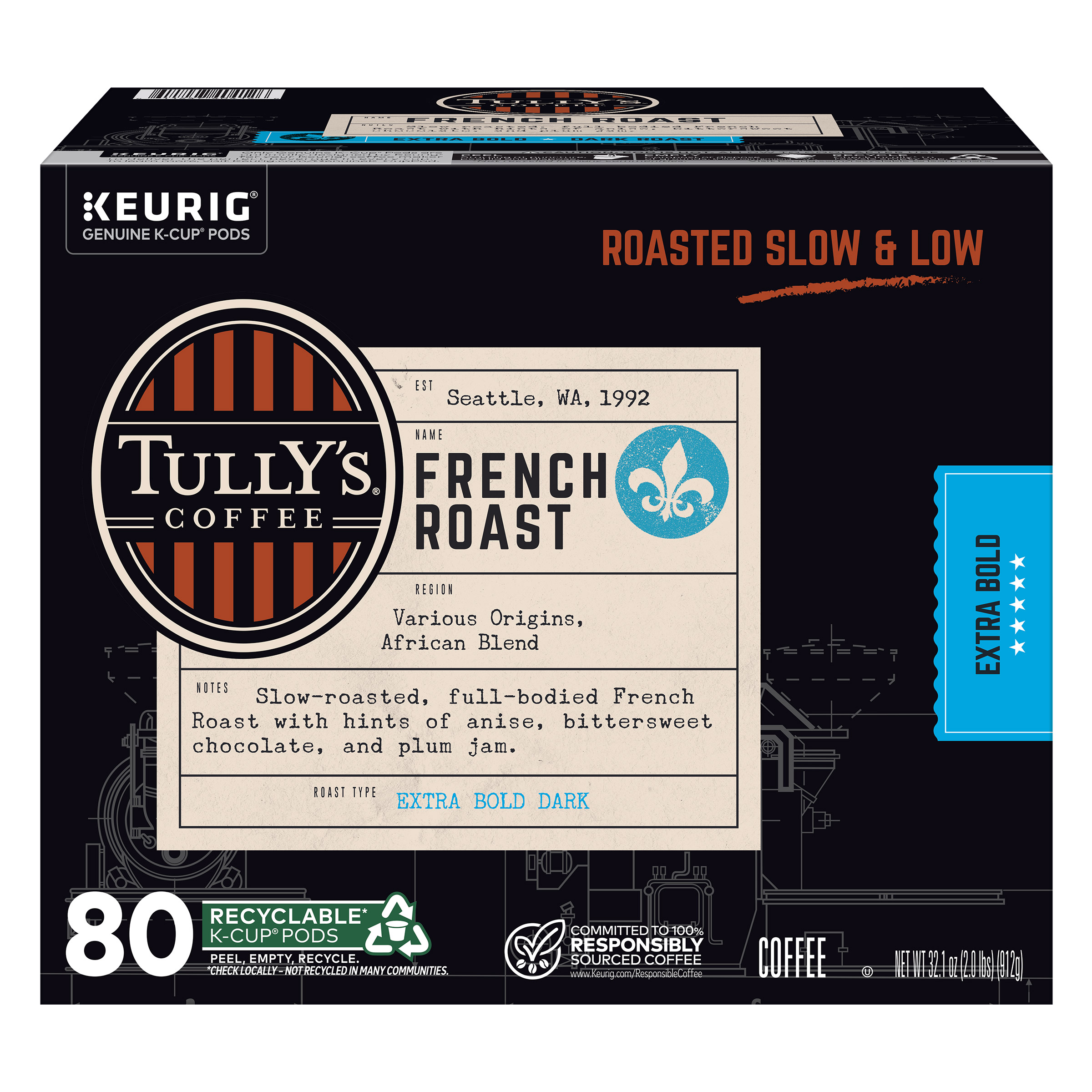 Tully's Coffee French Roast K-Cup Pods  80-count