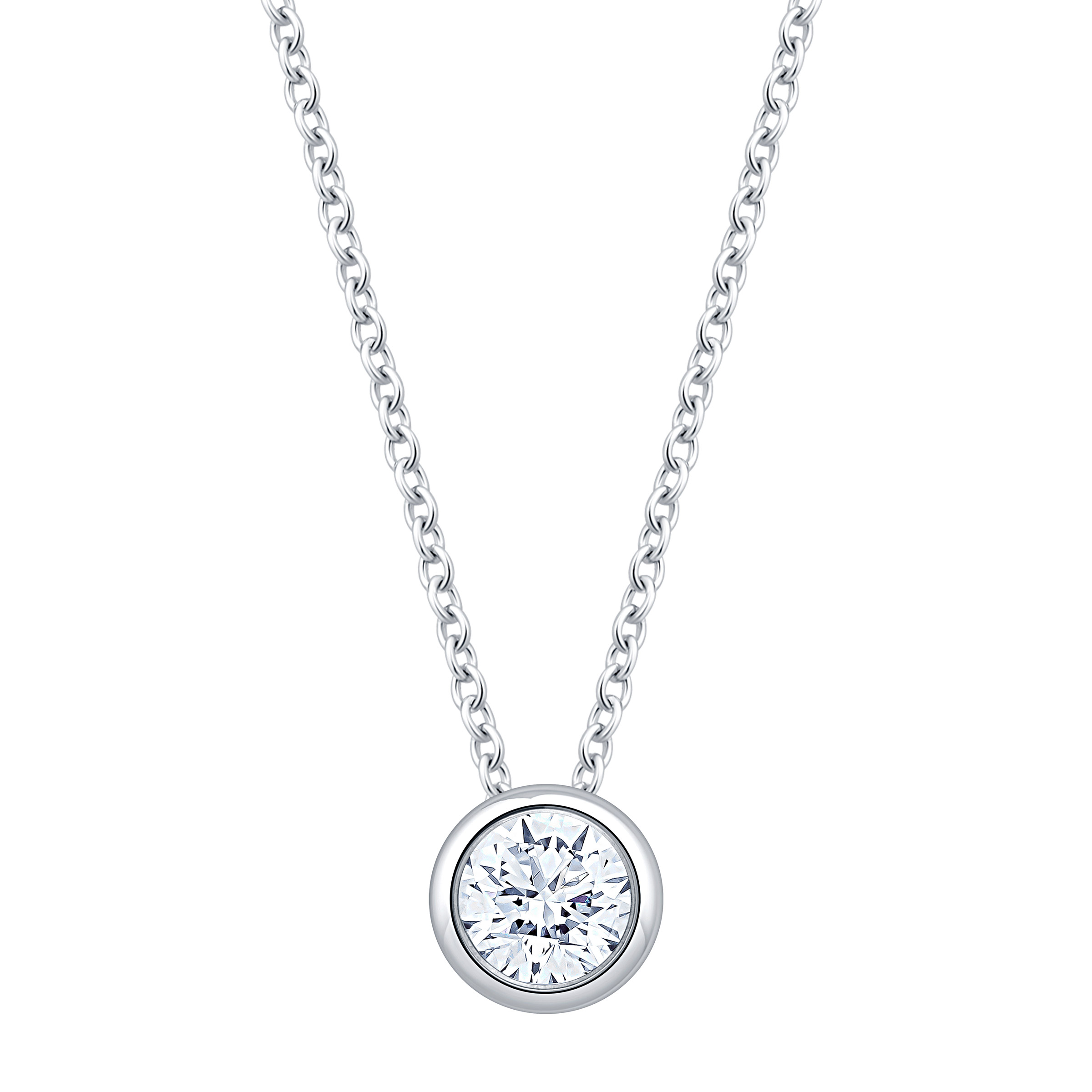 Round Brilliant Diamond Bezel Pendant (0.30 ct)