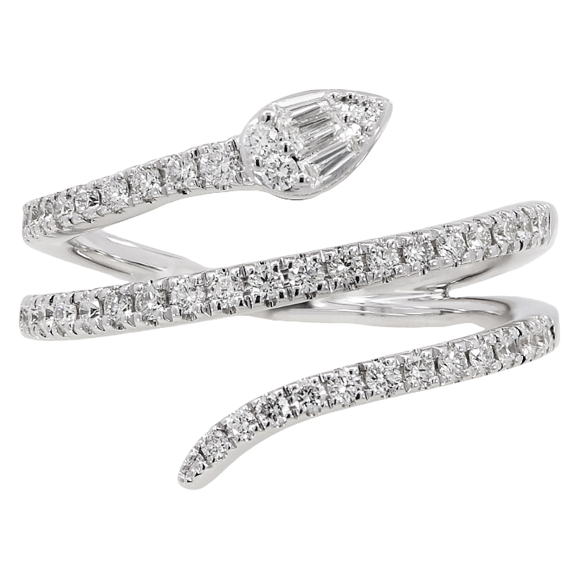 Round Brilliant and Tapered Diamond Snake Ring (0.40 ctw)