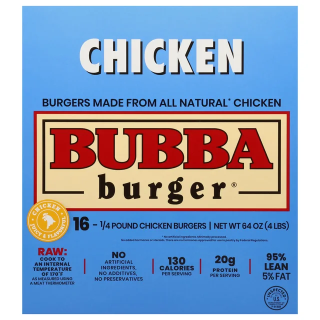 BUBBA CHICKEN BURGER 4LBS/16CT