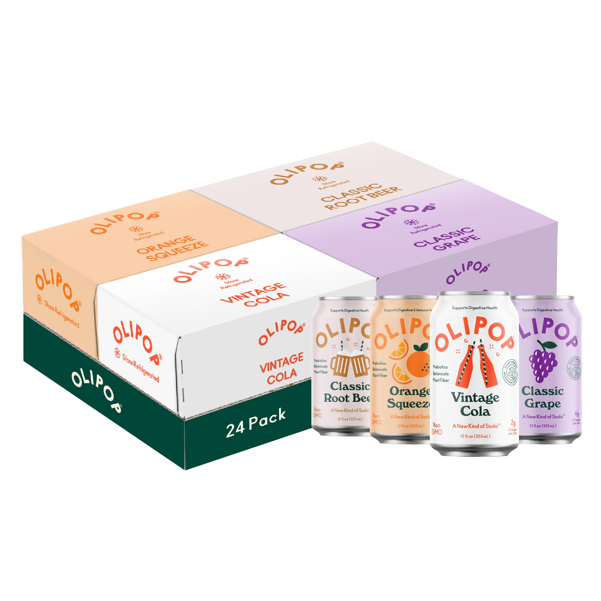 Olipop 12 oz Prebiotics Soda Variety Pack, 24 Count | Costco