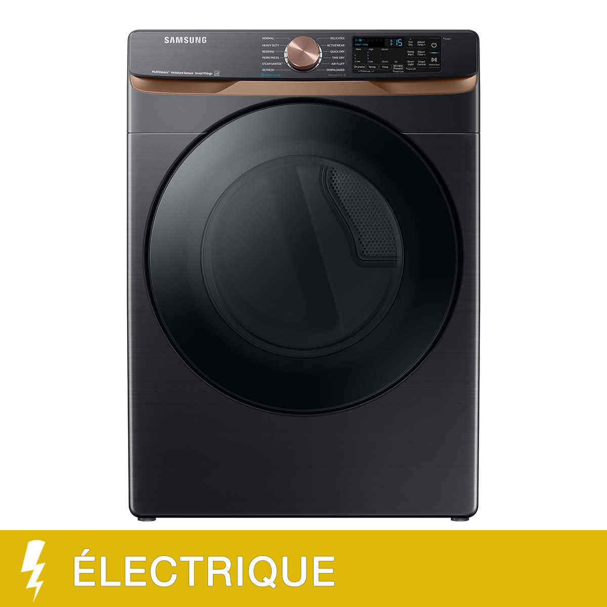 Samsung 27 in. 7.5 cu ft. Black Stainless Steel Electric Dryer with Steam Sanitize Option