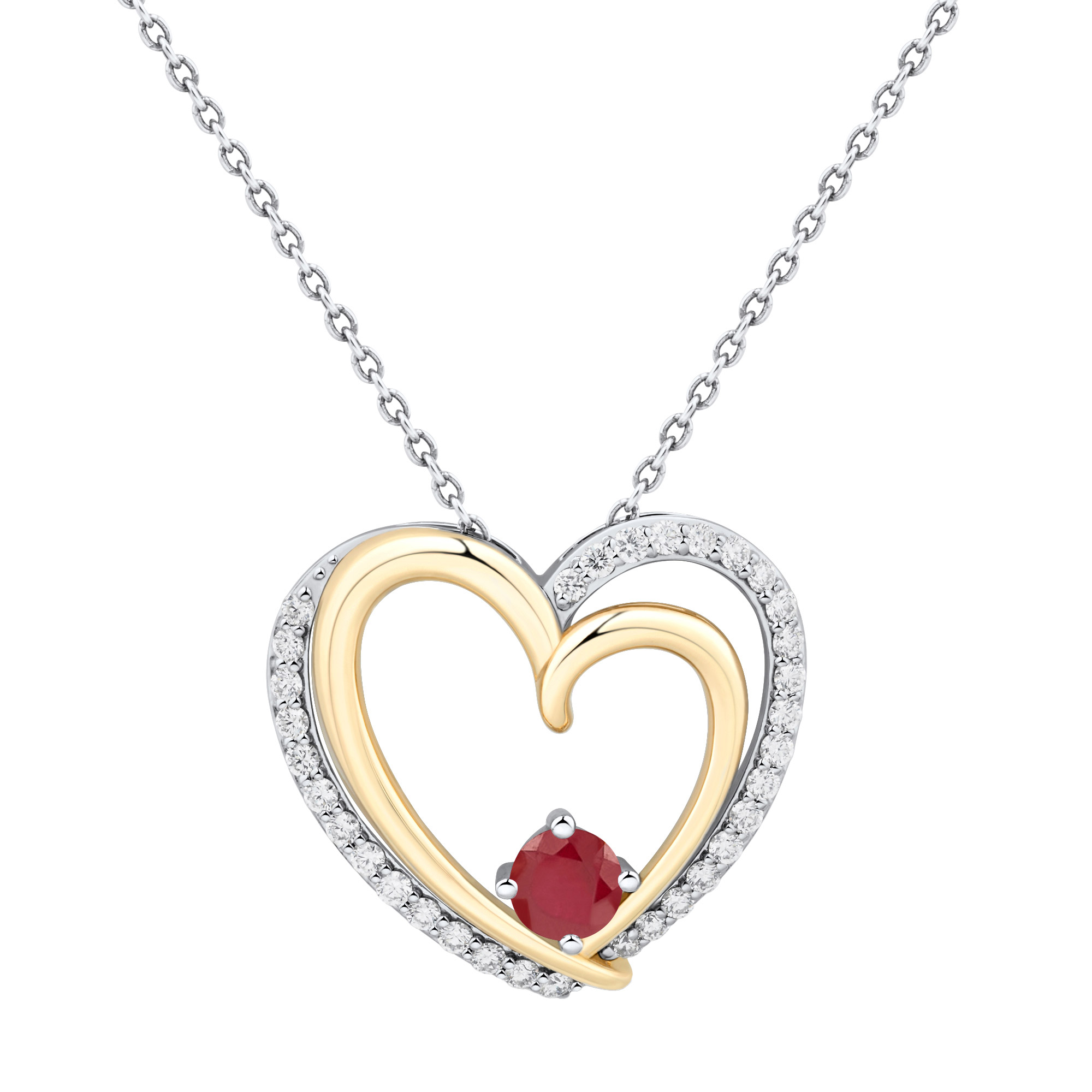 Round Cut Ruby and Diamond Necklace (0.18 ctw)