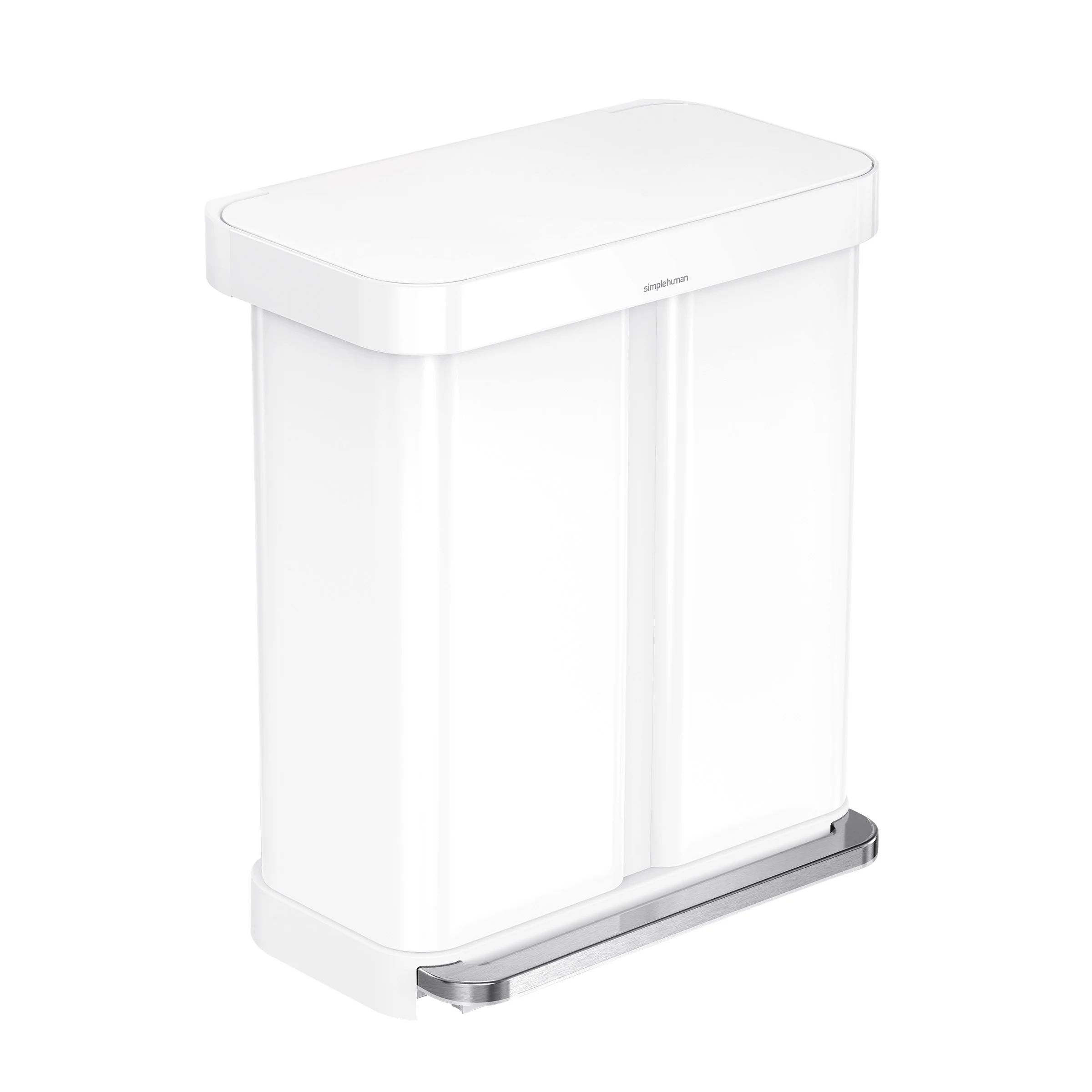 simplehuman 58L Dual Compartment Step Can with Plastic Lid