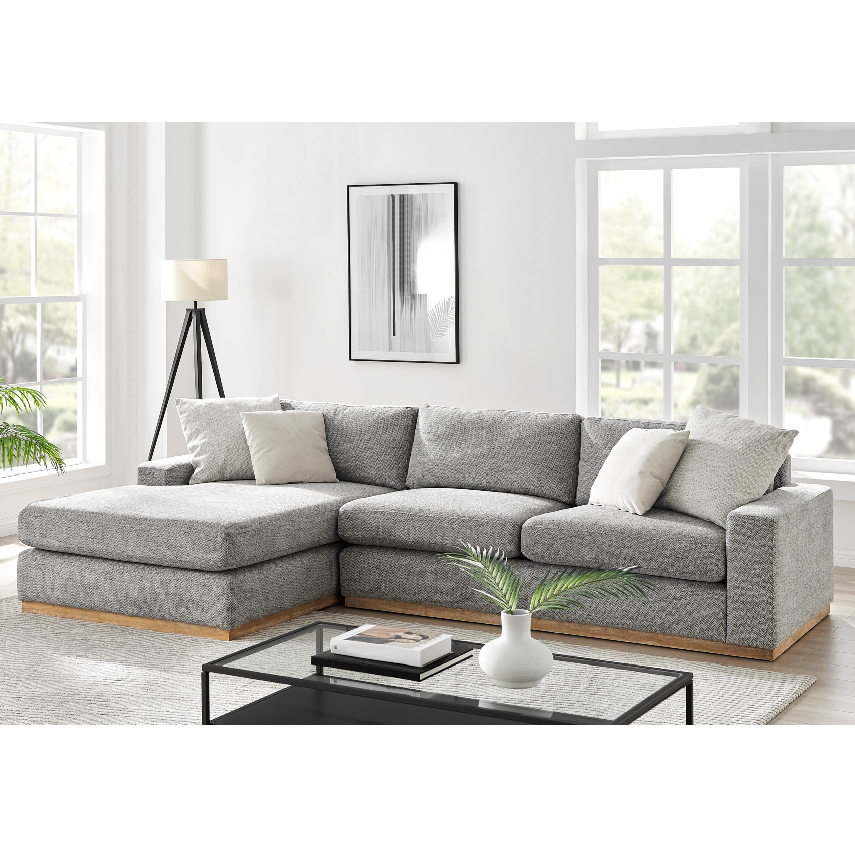 Anna 2-piece Left Hand Facing Fabric Sectional, Grey