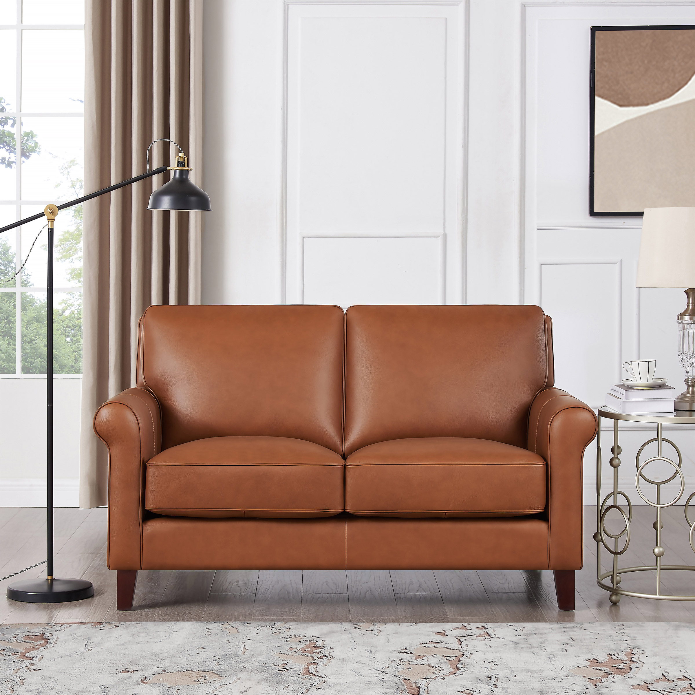 Prospera Home Larsen Top-grain Leather Loveseat
