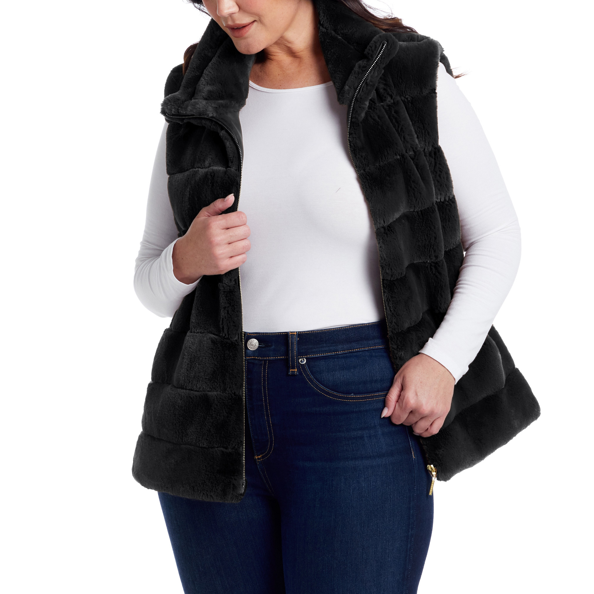 ジャケット・アウター KOWGA BLACK FUR VEST Weatherproof Women's Faux Fur Vest | Costco