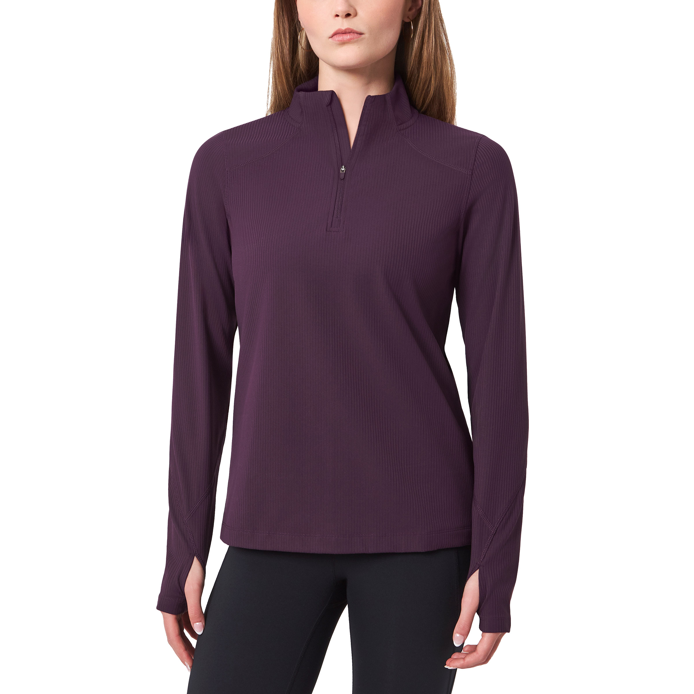 Mondetta Women's Ribbed Quarter-Zip Pullover