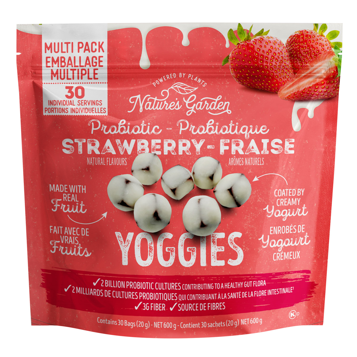 Nature's Garden Probiotic Strawberry Yoggies, 30 × 20 g | Costco