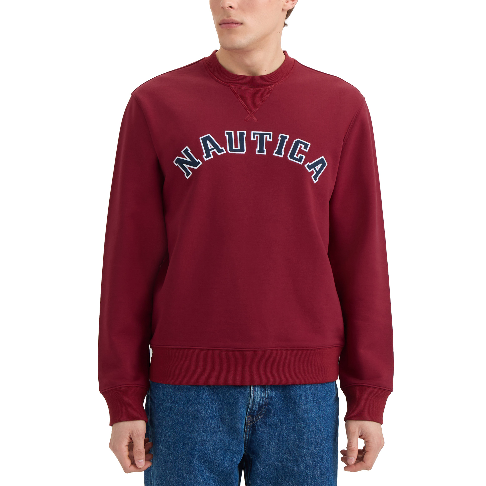 Nautica Men's Heavyweight French Terry Crew Neck Sweatshirt – Relaxed Fit Cotton Blend