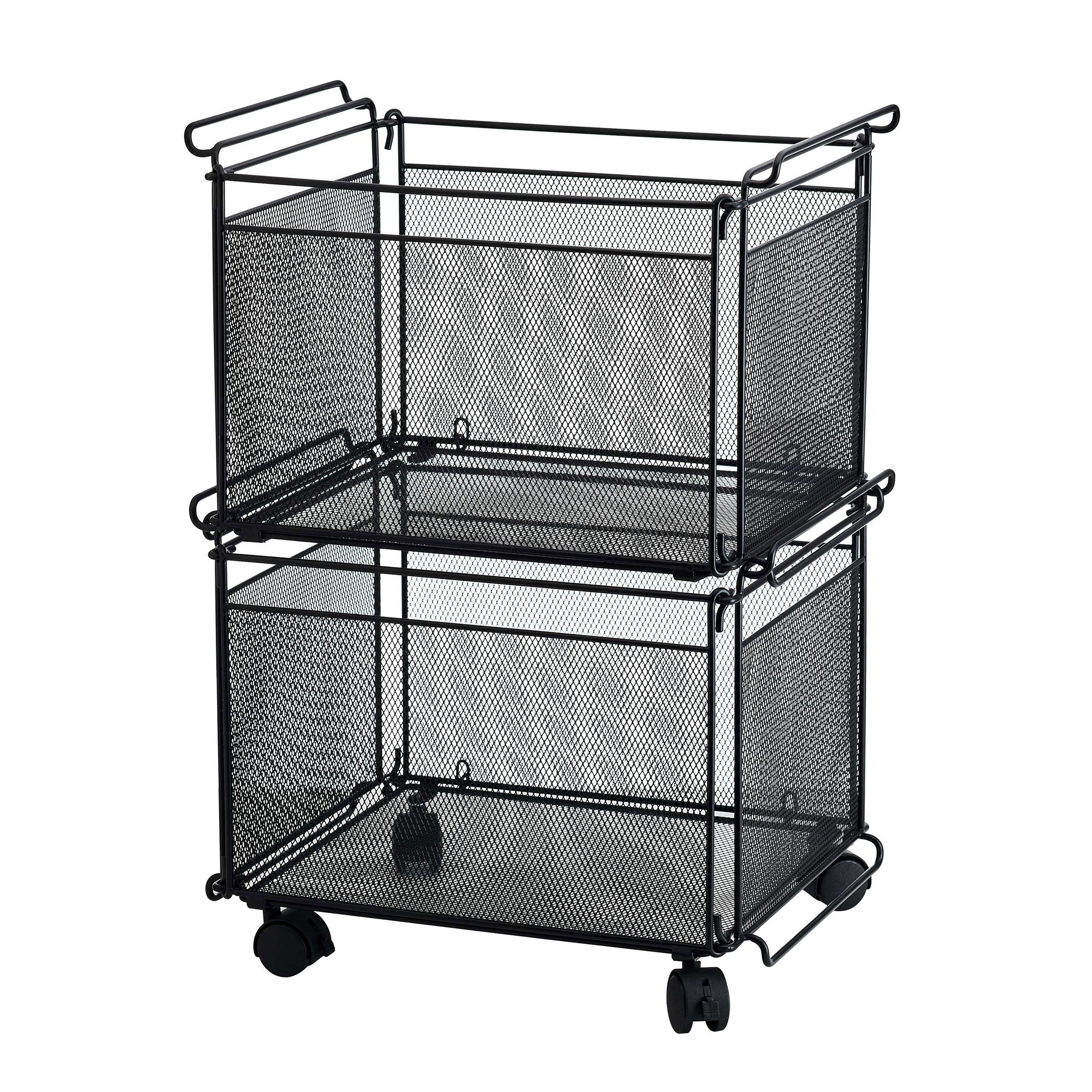 Artesa Presa Set of 2 Stacking Storage Baskets with Wheels
