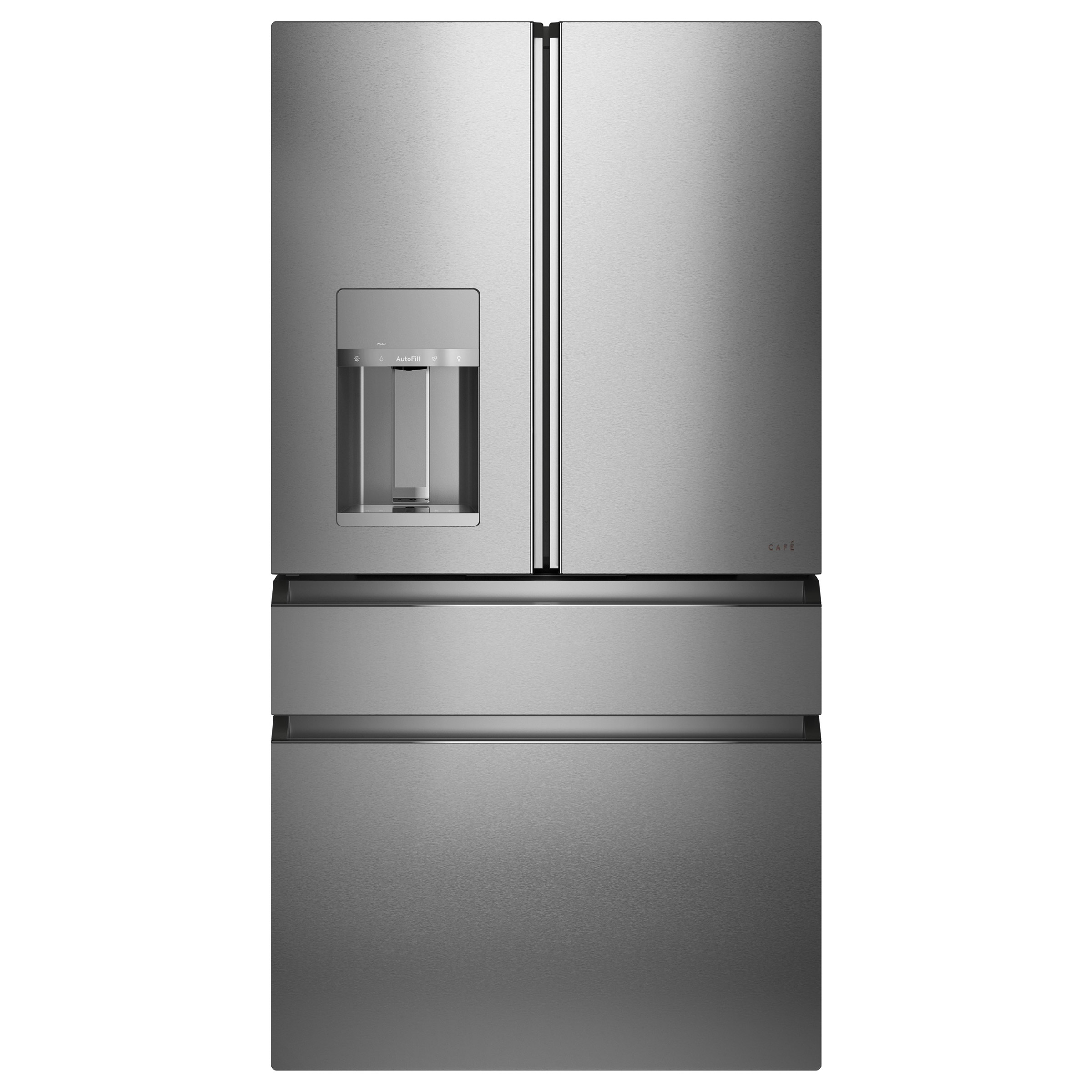 Café Modern Glass Collection 36 in. 22.3 cu ft. Counter-Depth French 4-Door Refrigerator with Water and Ice Dispenser