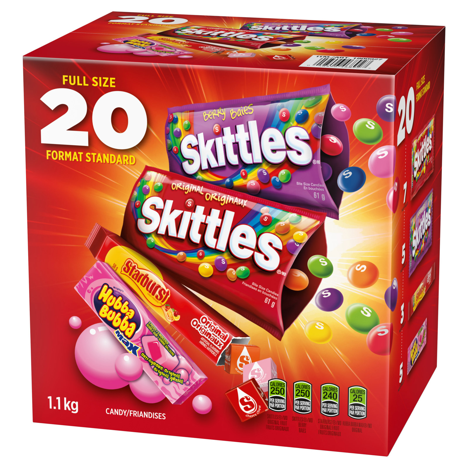 Skittles, Starburst and Hubba Bubba - Assorted Candy, 1.1 kg