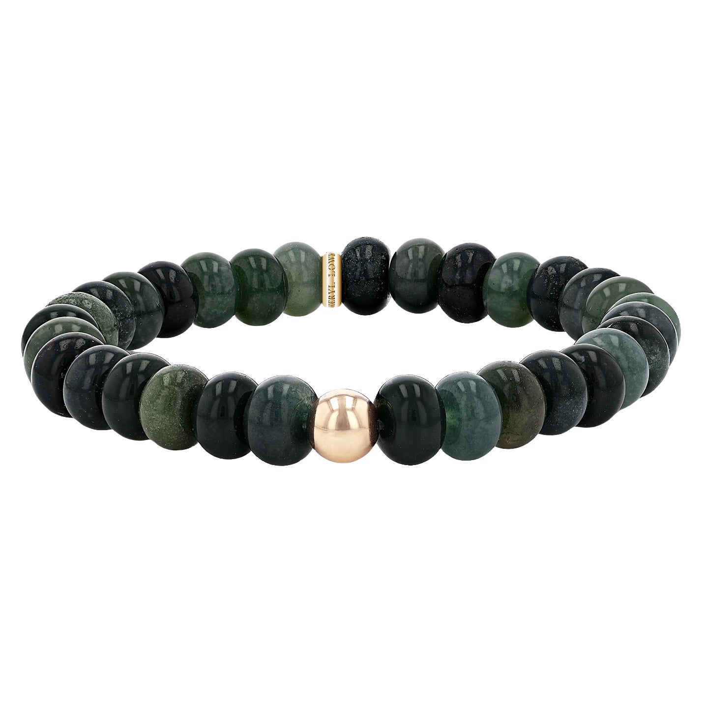 Sheryl Lowe Moss Agate 8mm Beaded Bracelet with Smooth Round