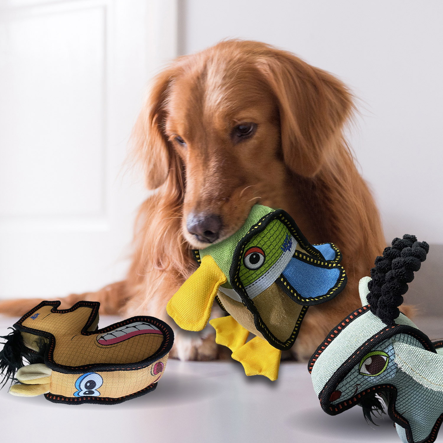 Happy Tails Loonies, Duck, Goat, Horse Dog Toys, 3-count | Costco