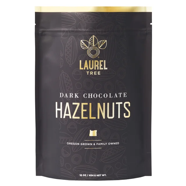 LAUREL TREE DARK CHOCOLATE HAZELNUTS 16 OZ