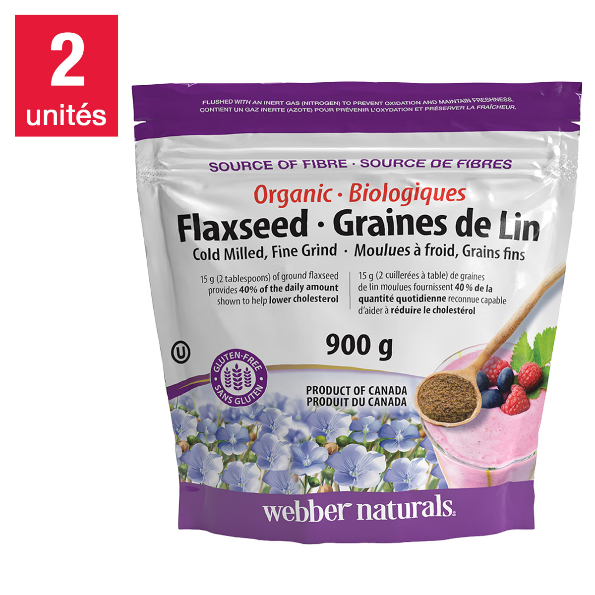 webber naturals - Graines de lin biologiques - 2 x 900 g