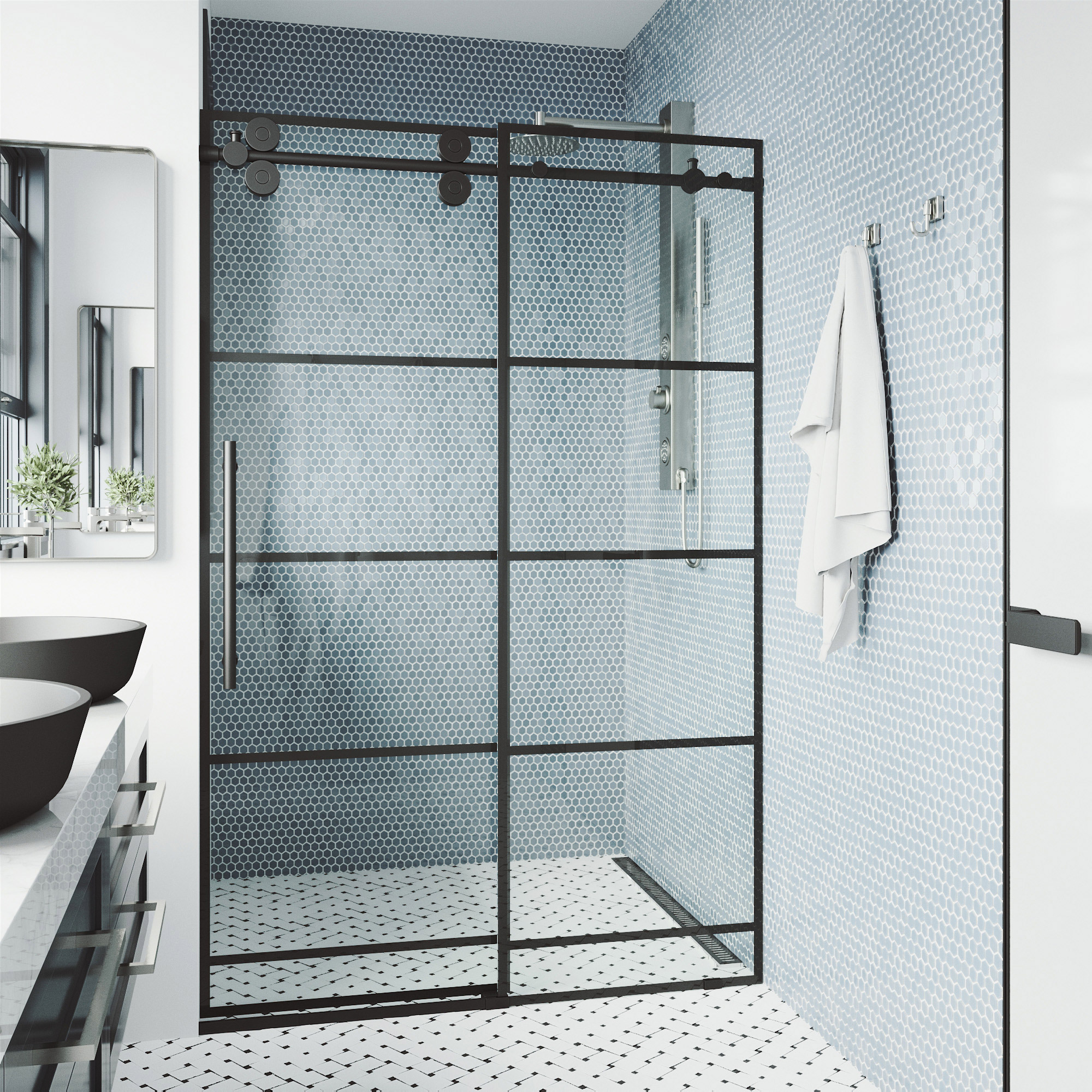 VIGO Elan Adjustable Sliding Glass Shower Door