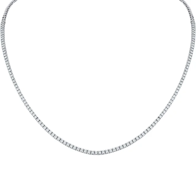 Round 2.5ctw VS2 Clarity, G Color Diamond 14kt White Gold Partial Tennis Necklace