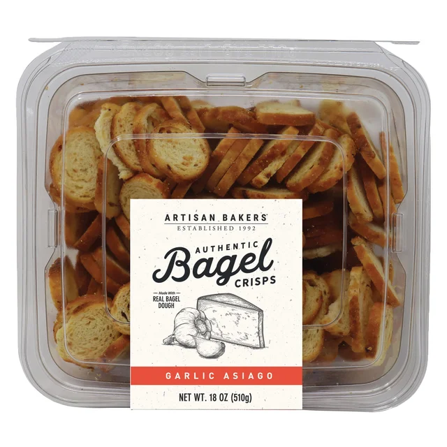 ARTISAN BAKER'S GARLIC ASIAGO BAGEL CRISPS 18 OZ