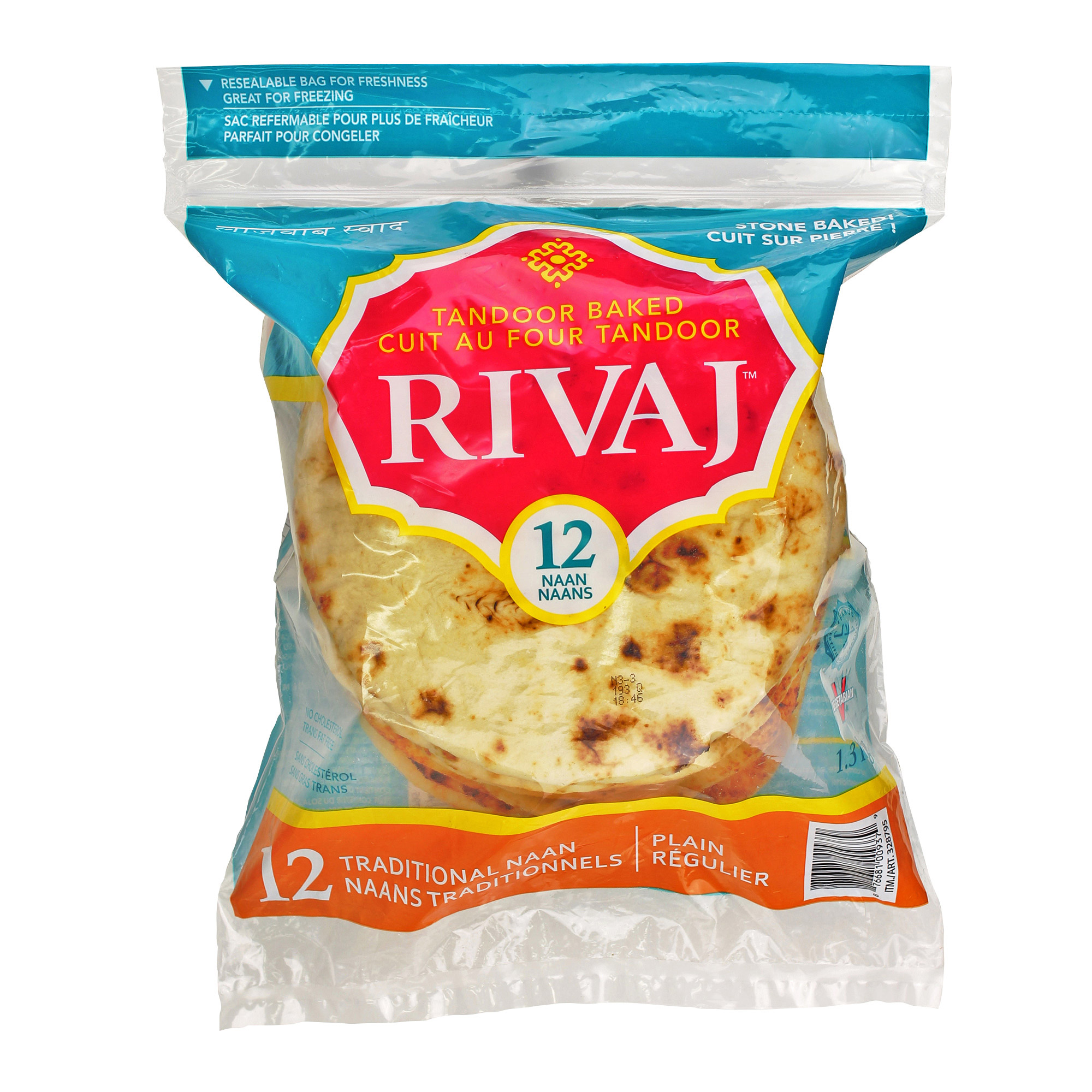 Rivaj Traditional Tandoor Baked Naan, 12-pack 