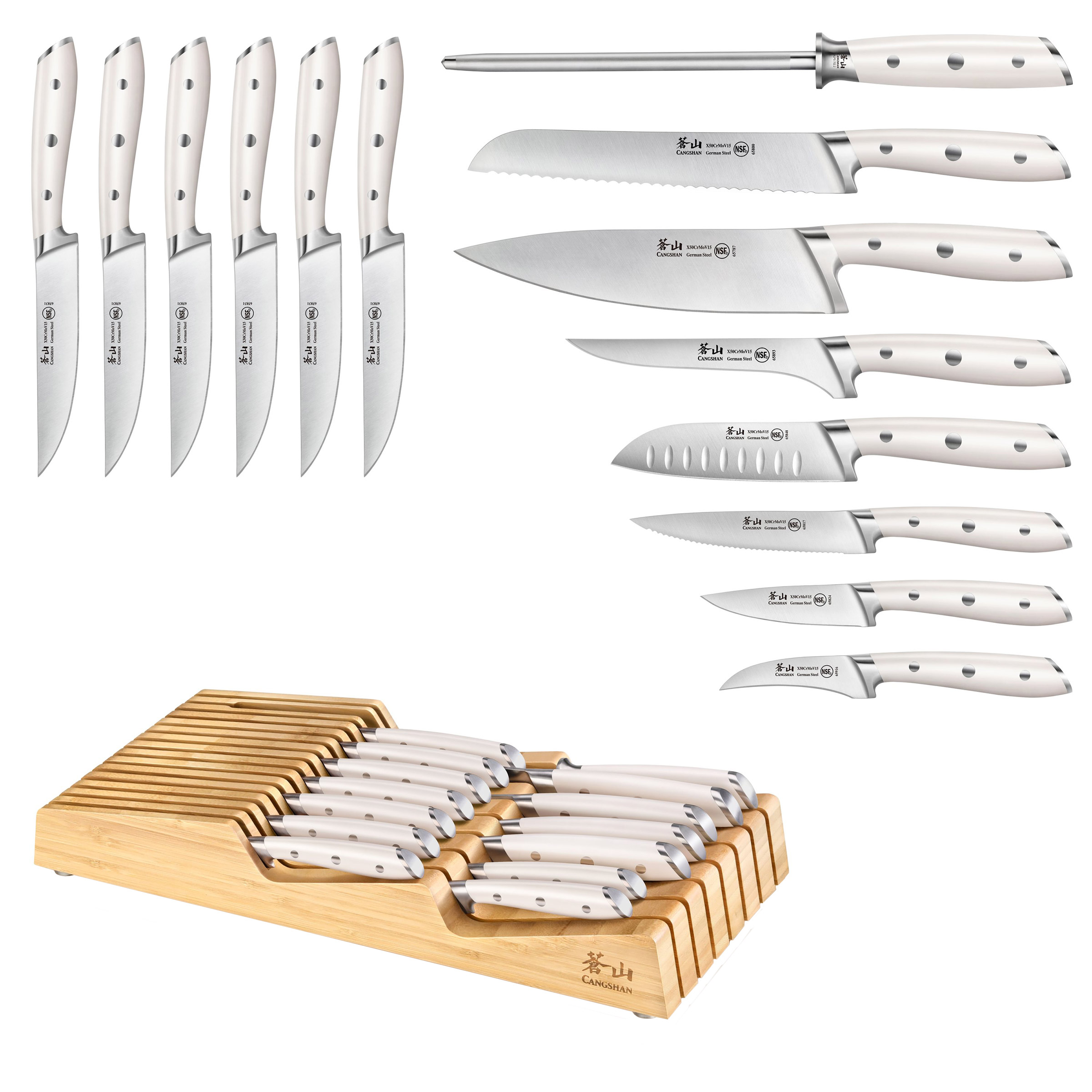 Cangshan Alps Series German Steel 15-piece Knife In-Drawer Set