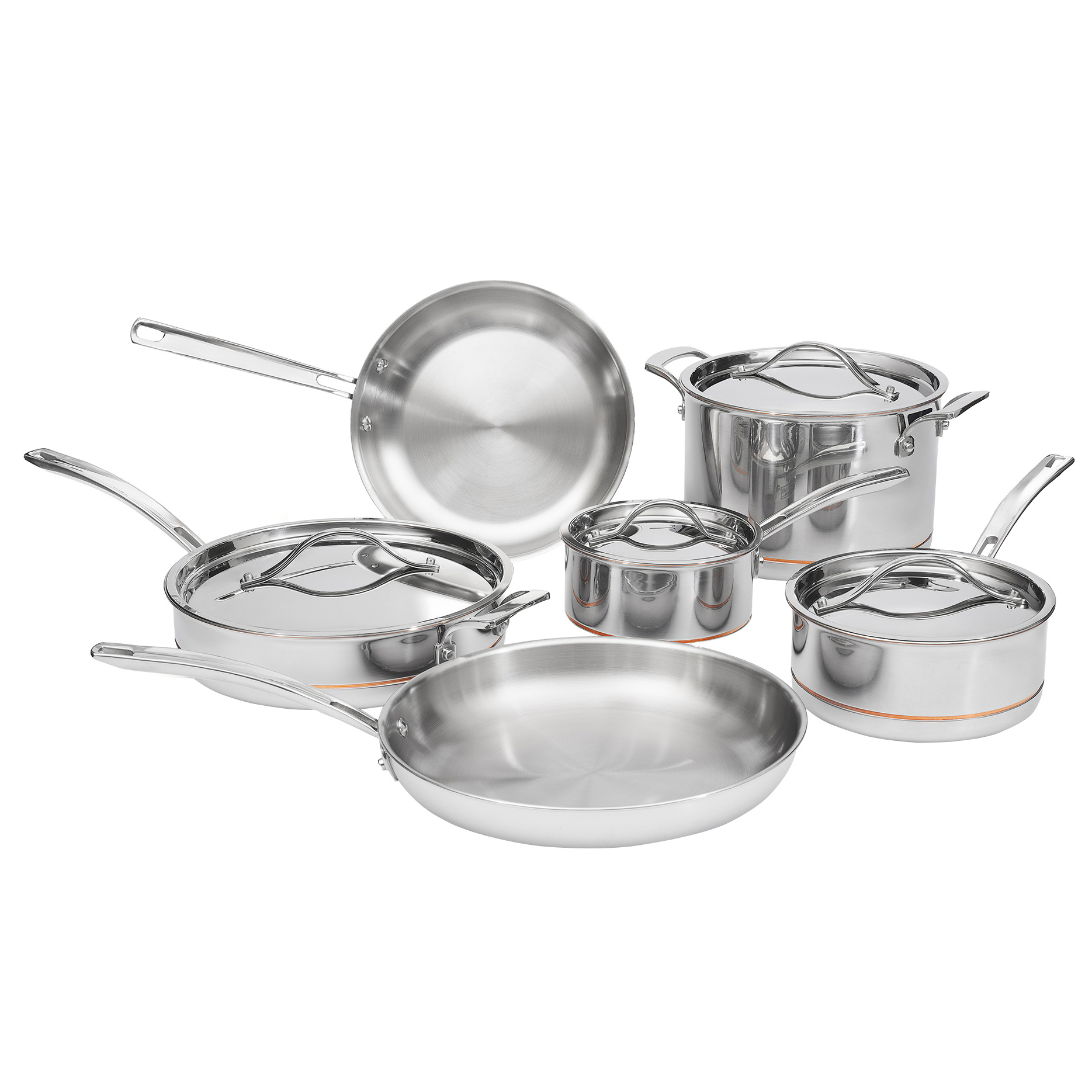 Kirkland Signature 5-ply Clad Stainless Cookware Set, 10-pieces