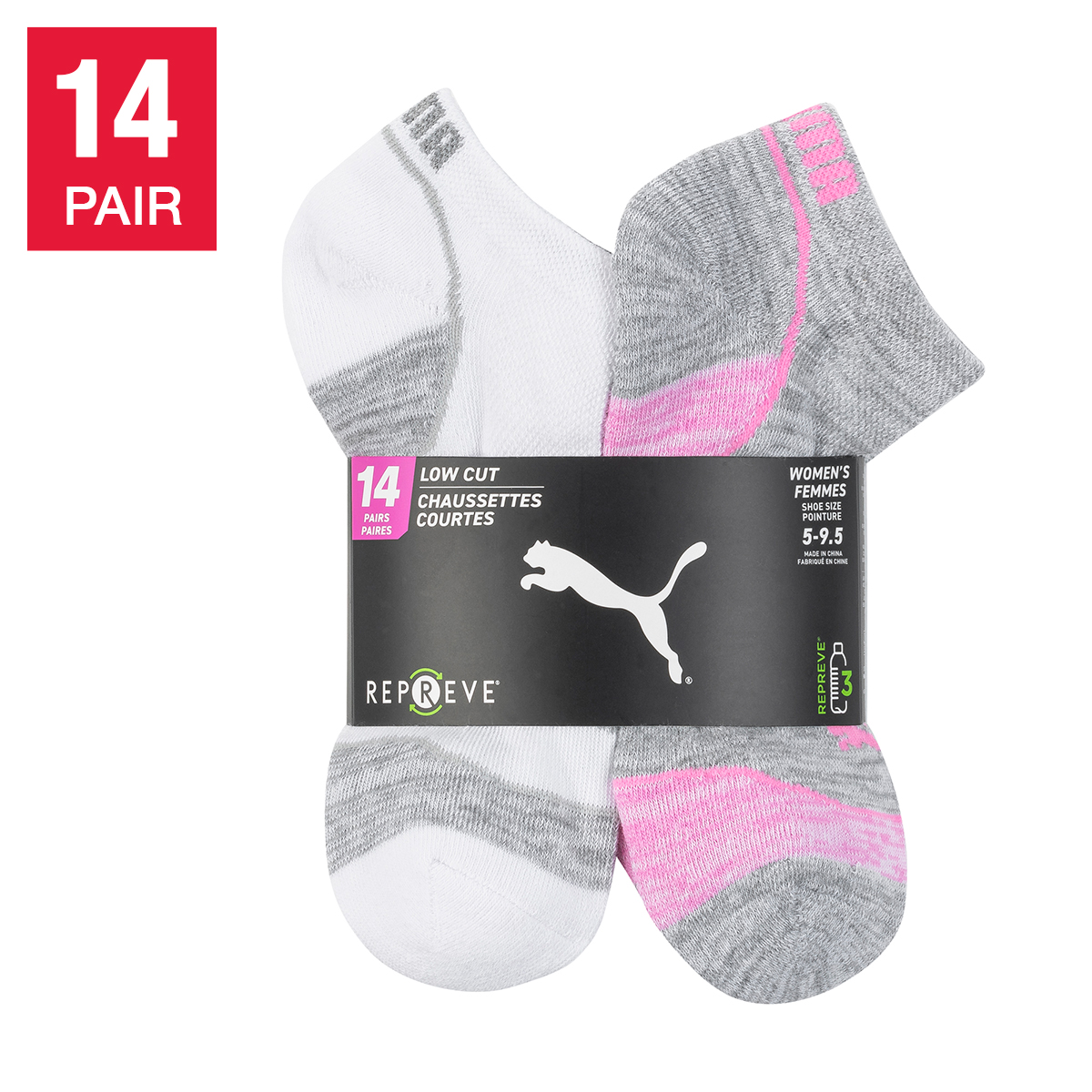 Puma Women’s Repreve Athletic Sock, 14-pair